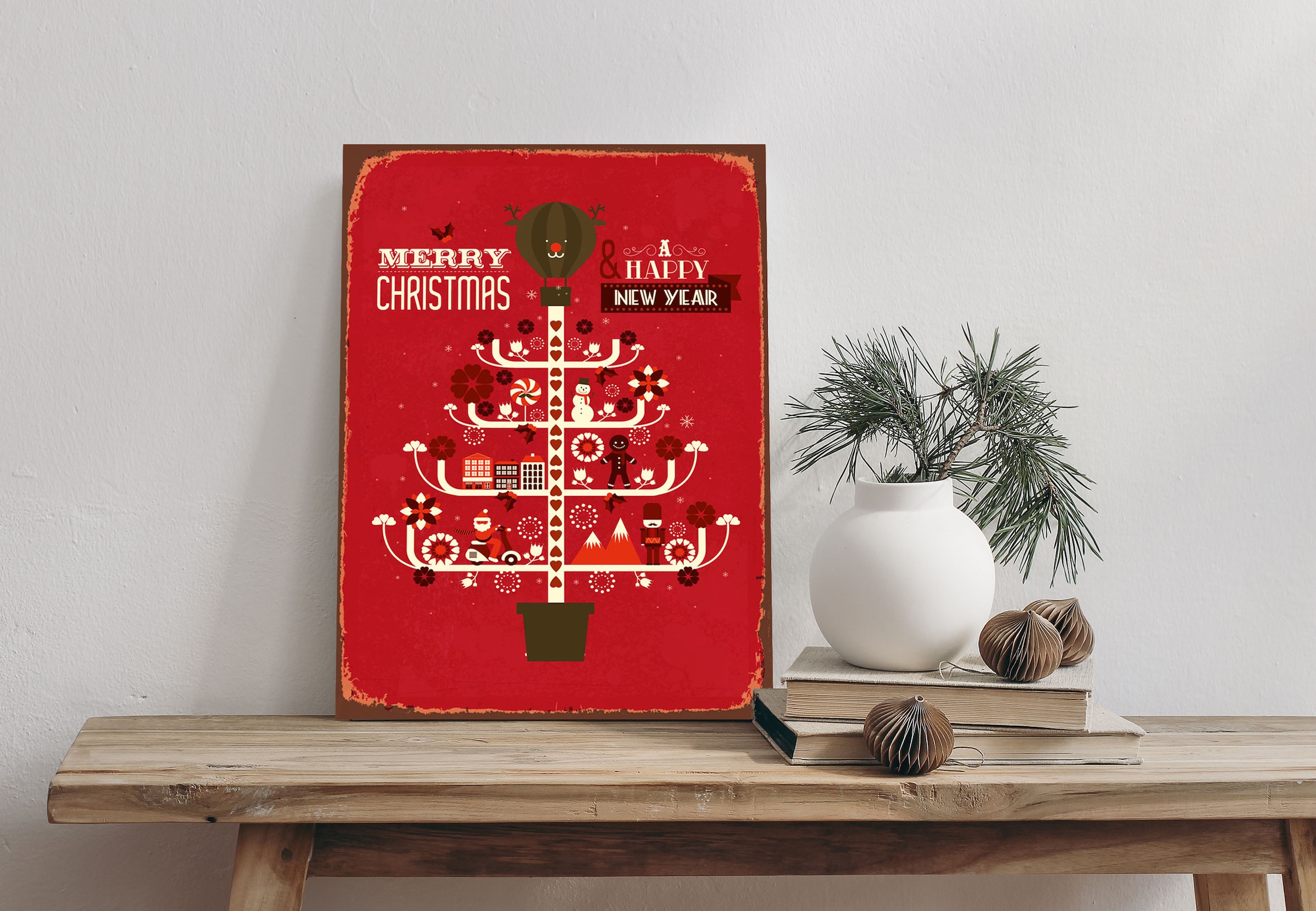 queence Alu-Dibond-Druck "Weihnachtsbaum" Weihnachten Weihnachtsbaum 1 Stk. tlg. Merry Christmas, Schild