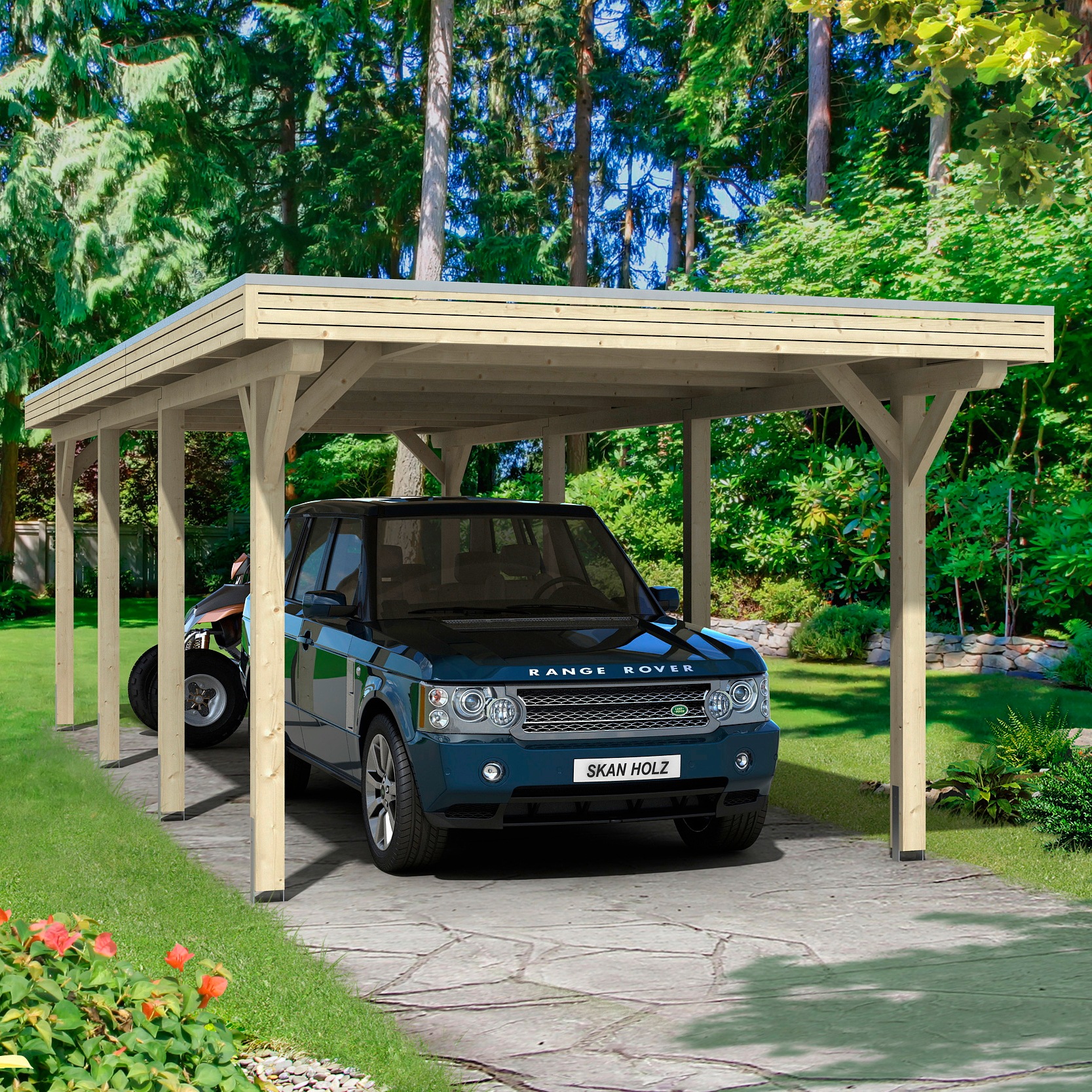 Skanholz Einzelcarport "Spessart", Leimholz-Nordisches Fichtenholz, 291 cm, natur