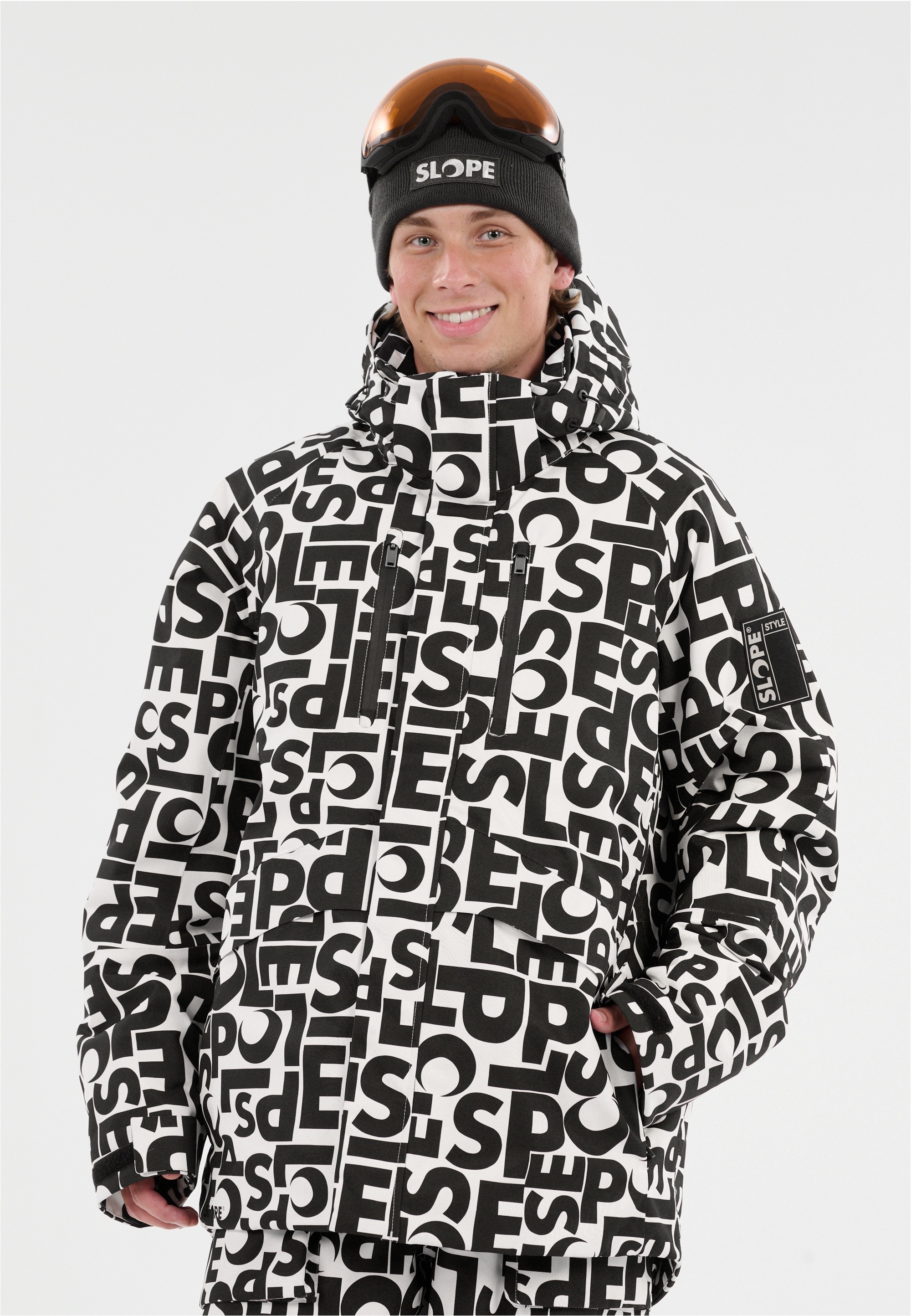 SLOPE Herren Skijacke "Kenai"weiß, schwarz, Gr. S, mehrfarbig, 100% Polyester, Jacken, Mit coolem Print und wetterfesten Eigenschaften