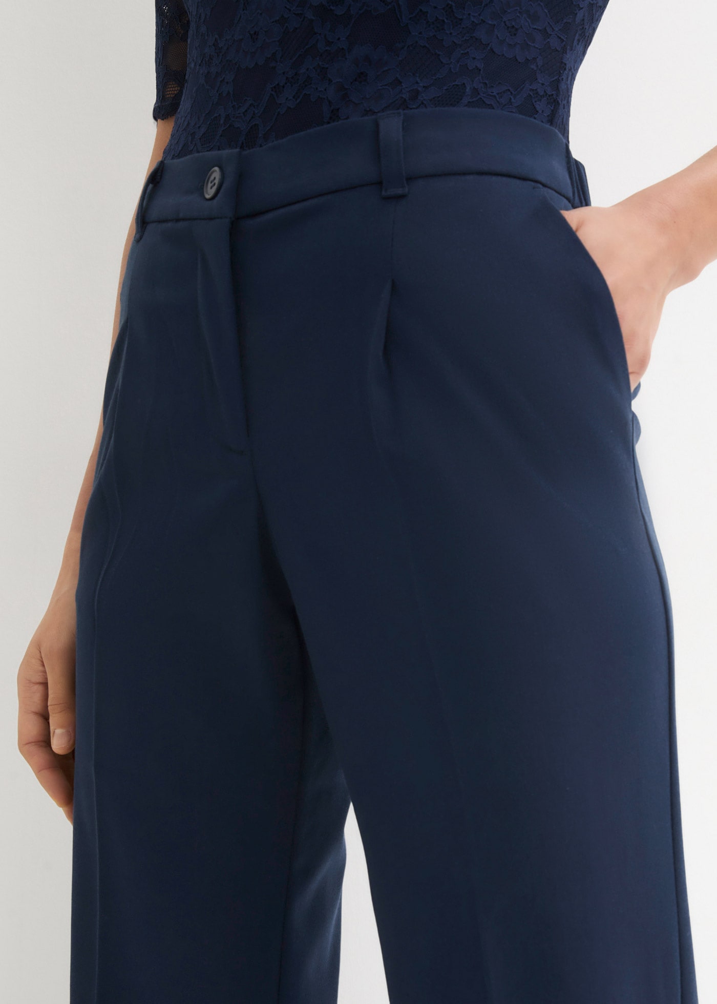 bonprix Marlene-Hose »Marlenehose«  weite Hose, mit Bügelfalte und Umschlagsaum, lockere Passform
