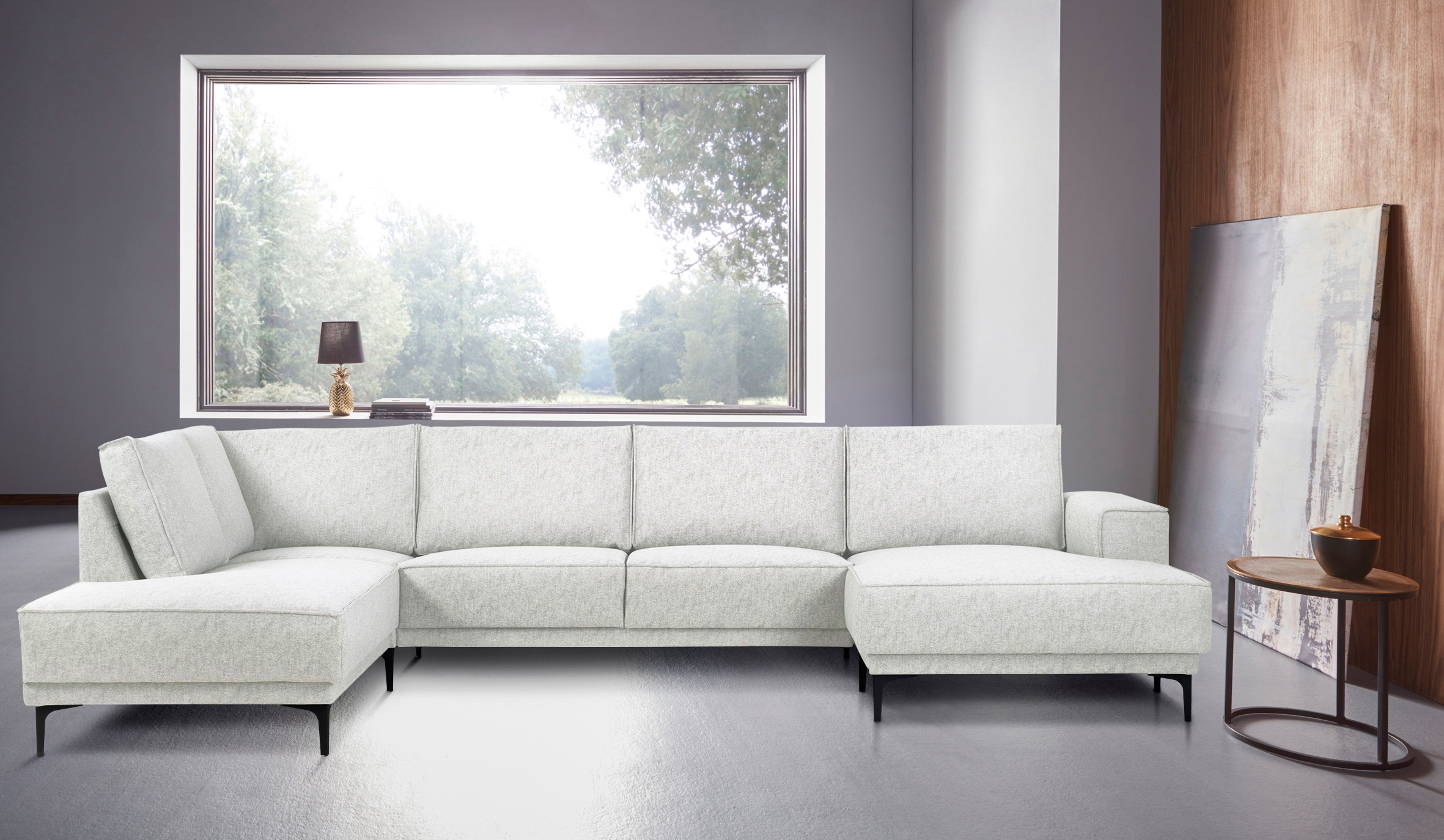 Places of Style Wohnlandschaft "XXL Sofa Oland, Struktur, Flachgewebe, Luxu günstig online kaufen