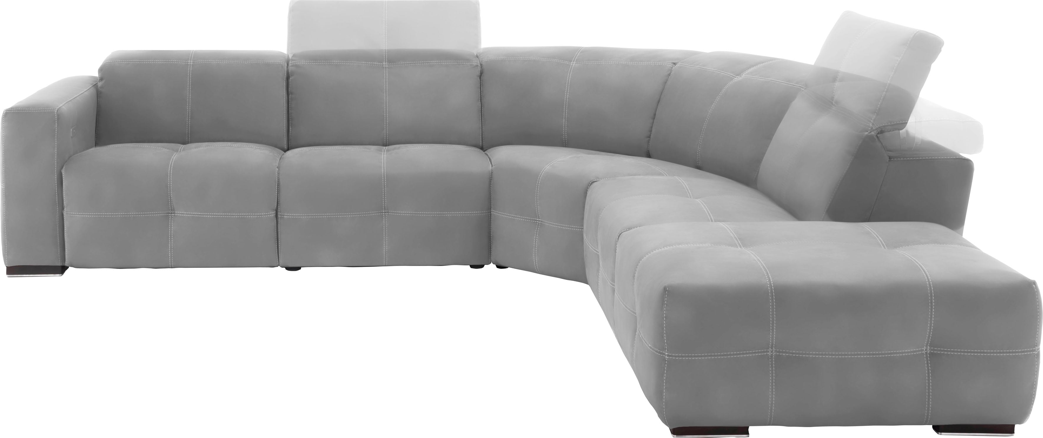 Egoitaliano Ecksofa "Sauvanne, Designsofa der Extraklasse, elegant und bequem, L-Form" wahlweise mit elektrischer Relaxfunktion, Kopfteilverstellung