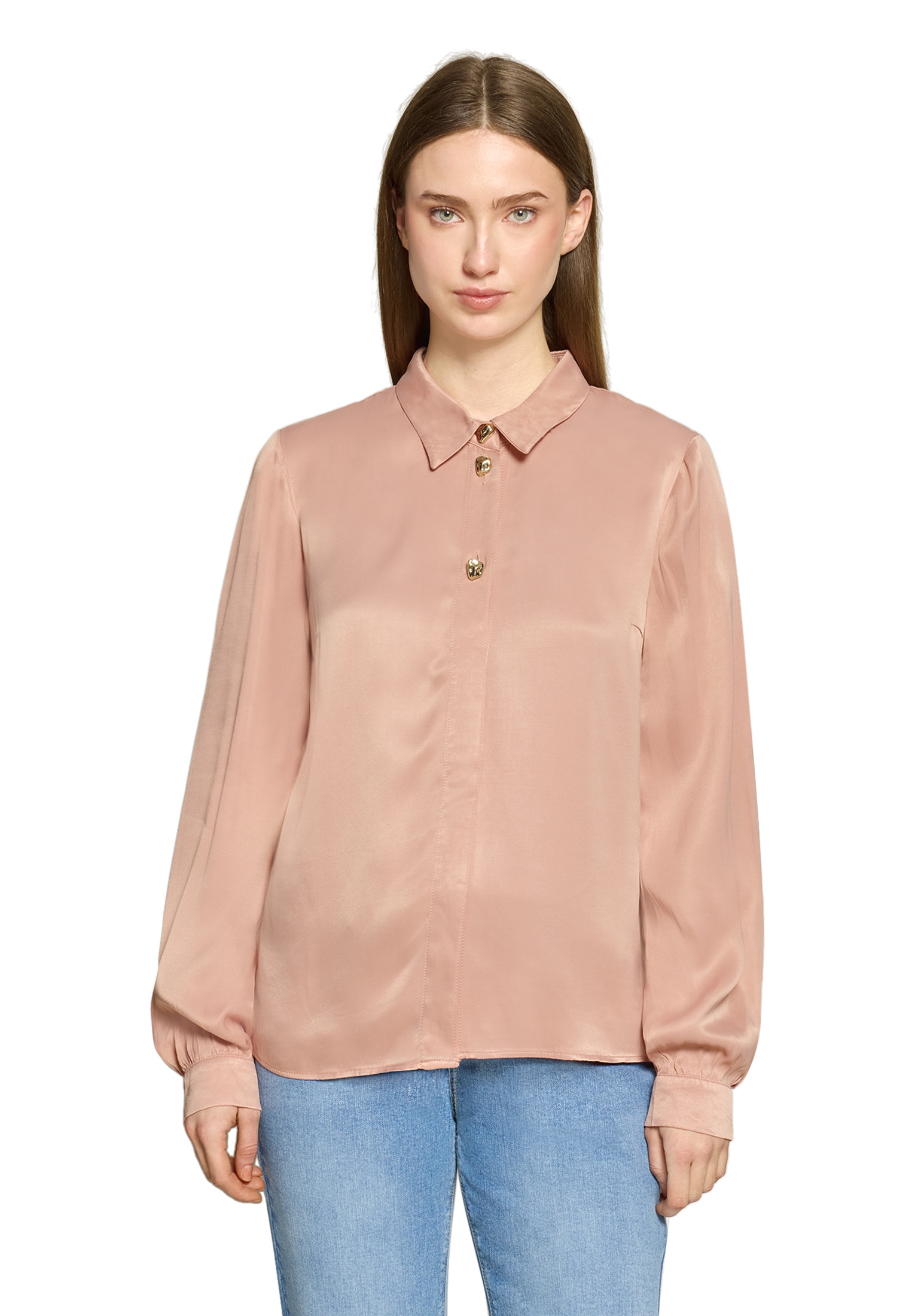 Cartoon Satinbluse "Damen mit Knöpfen" günstig online kaufen