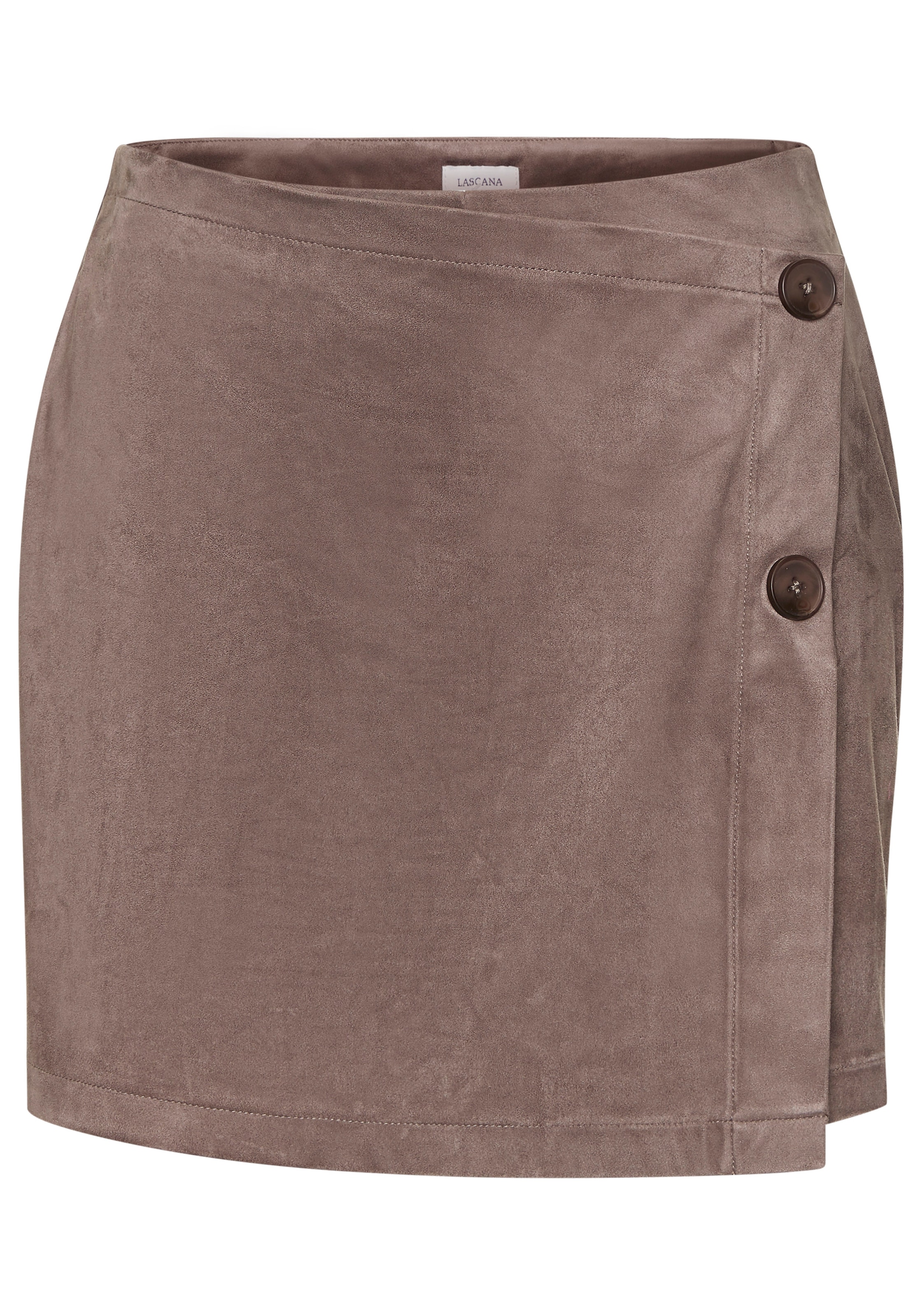 LASCANA Hosenrock, in Wickeloptik aus Velourlederimitat, eleganter Skort mit Zierknöpfen