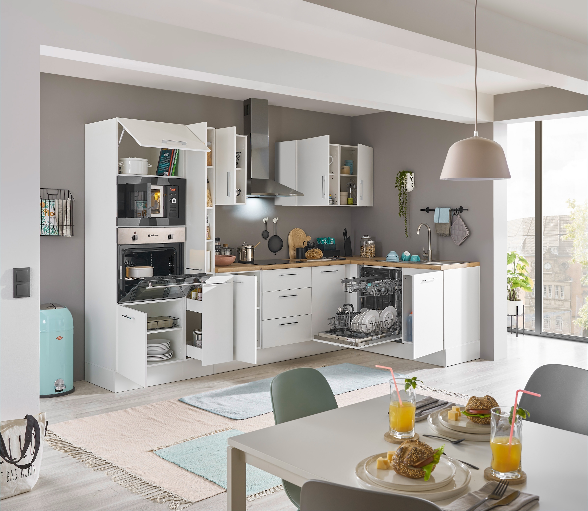 BASIC by Balculina Winkelküche »Turin«, Stellbreite 310x175 cm, wahlweise mit E-Geräten