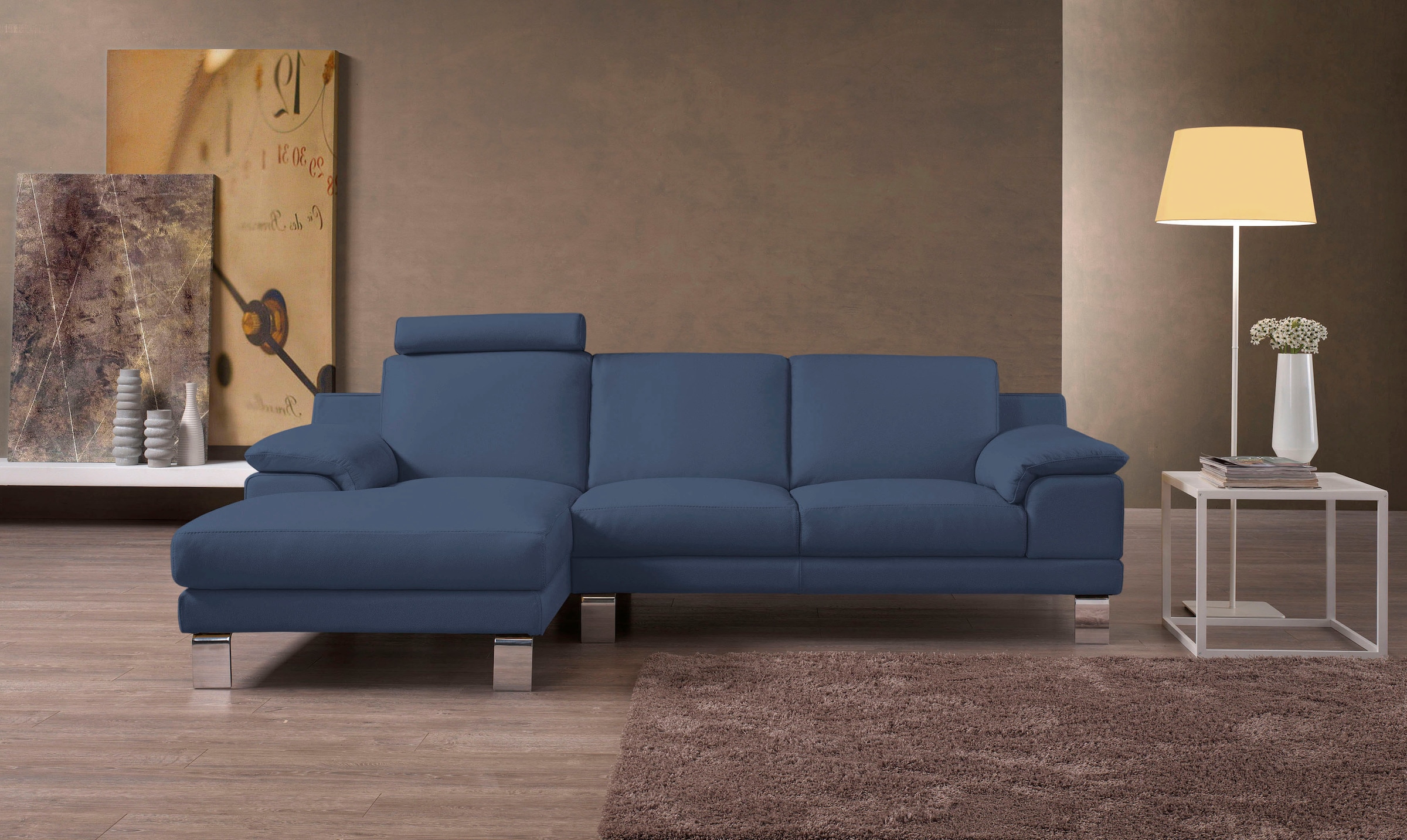 Egoitaliano Ecksofa »Shakira, Design und super Sitzkomfort auf hohem Niveau, tolle Details«, mit Recamiere, L-Form, edle Füße