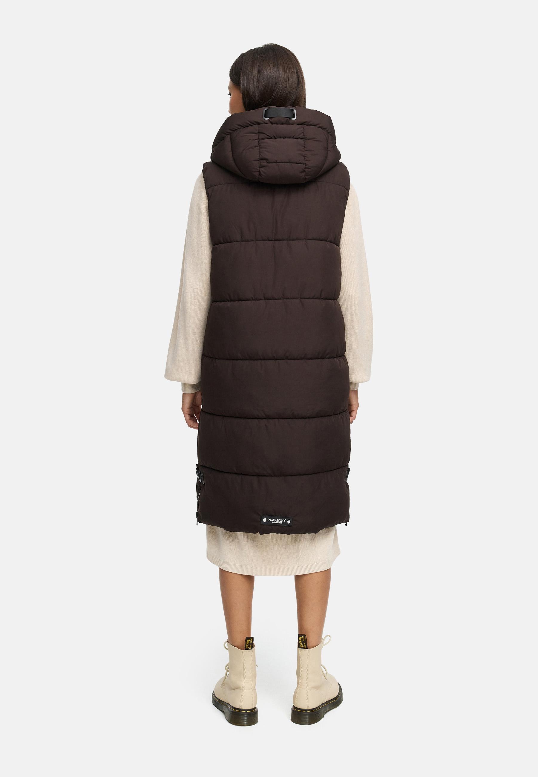 Navahoo Steppweste »Schnuffelchen«, (1 tlg.), warme Damen Outdoor-Weste lang mit Kapuze