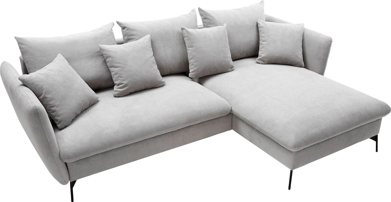 andas Ecksofa »LIVORNO,258 cm, L-Form,«, Schlaffunktion u. Bettkasten (139/224cm), Samt, Struktur, Webstoff