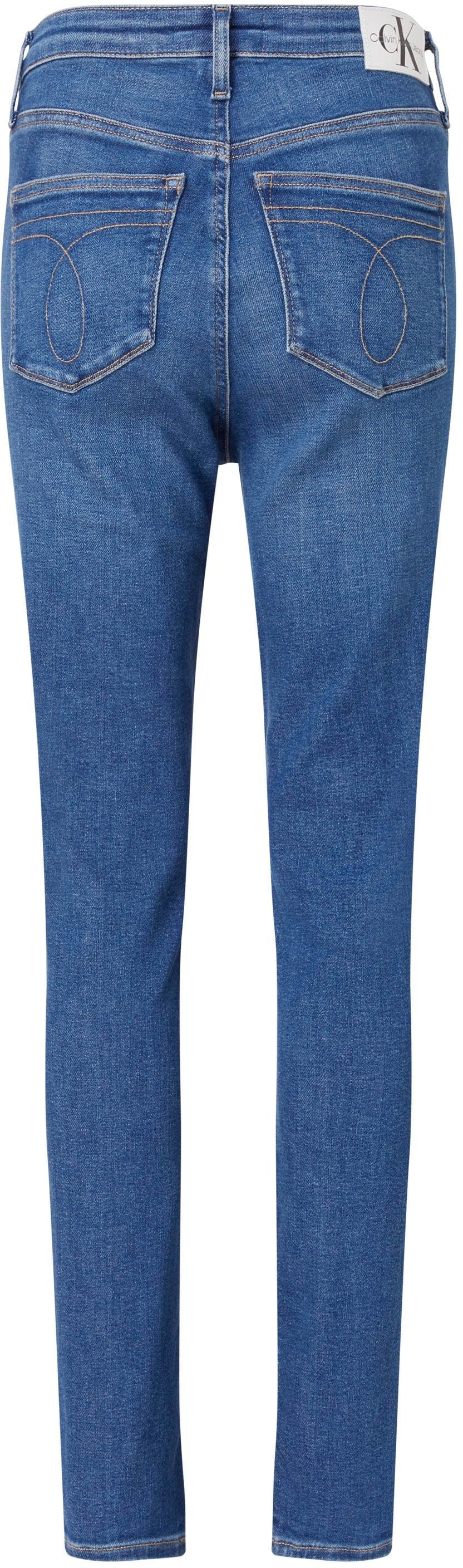 Verkaufsgespräch Calvin Klein Jeans Skinny-fit-Jeans »HIGH am bestellen hinten | mit Bund Calvin Leder-Brandlabel BAUR SKINNY«, Klein online RISE