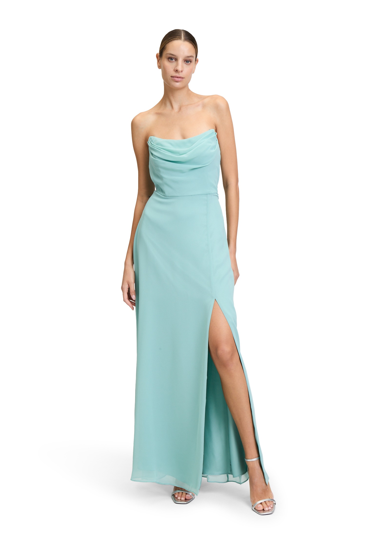 VERA MONT Damen Abendkleid "Damen Abendkleid mit Wasserfallausschnitt", grün, festlich, Gr. 38, Chiffon, Obermaterial: 100% Polyester. Futter: 100%