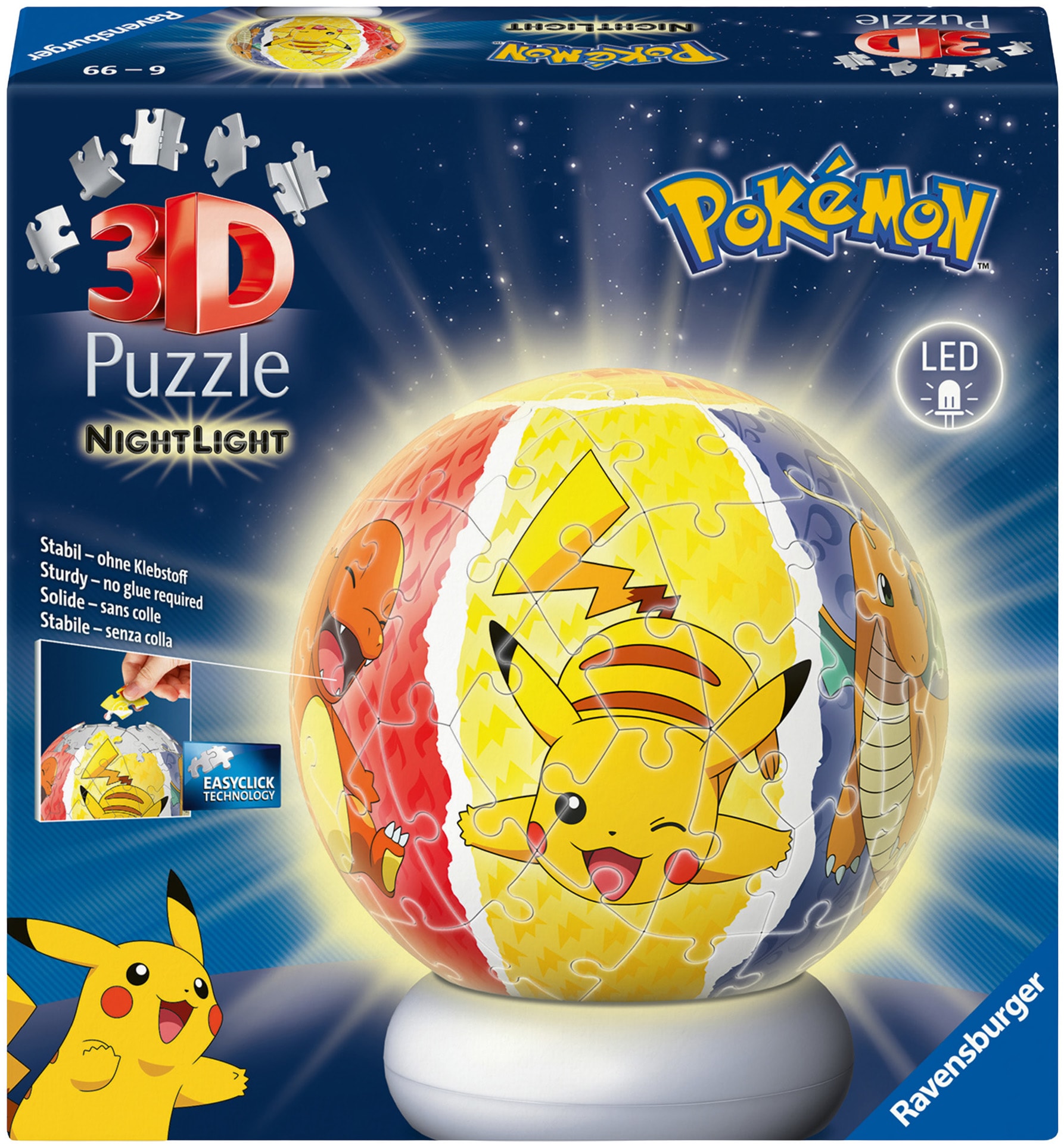 Ravensburger Puzzleball »Nachtlicht Pokémon« beleuchtet