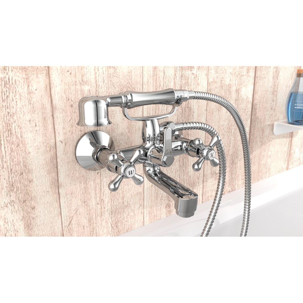 Schütte Wannenarmatur »Elk«, (Set), Mischbatterie Badewanne, Wasserhahn Bad mit Handbrause, Chrom