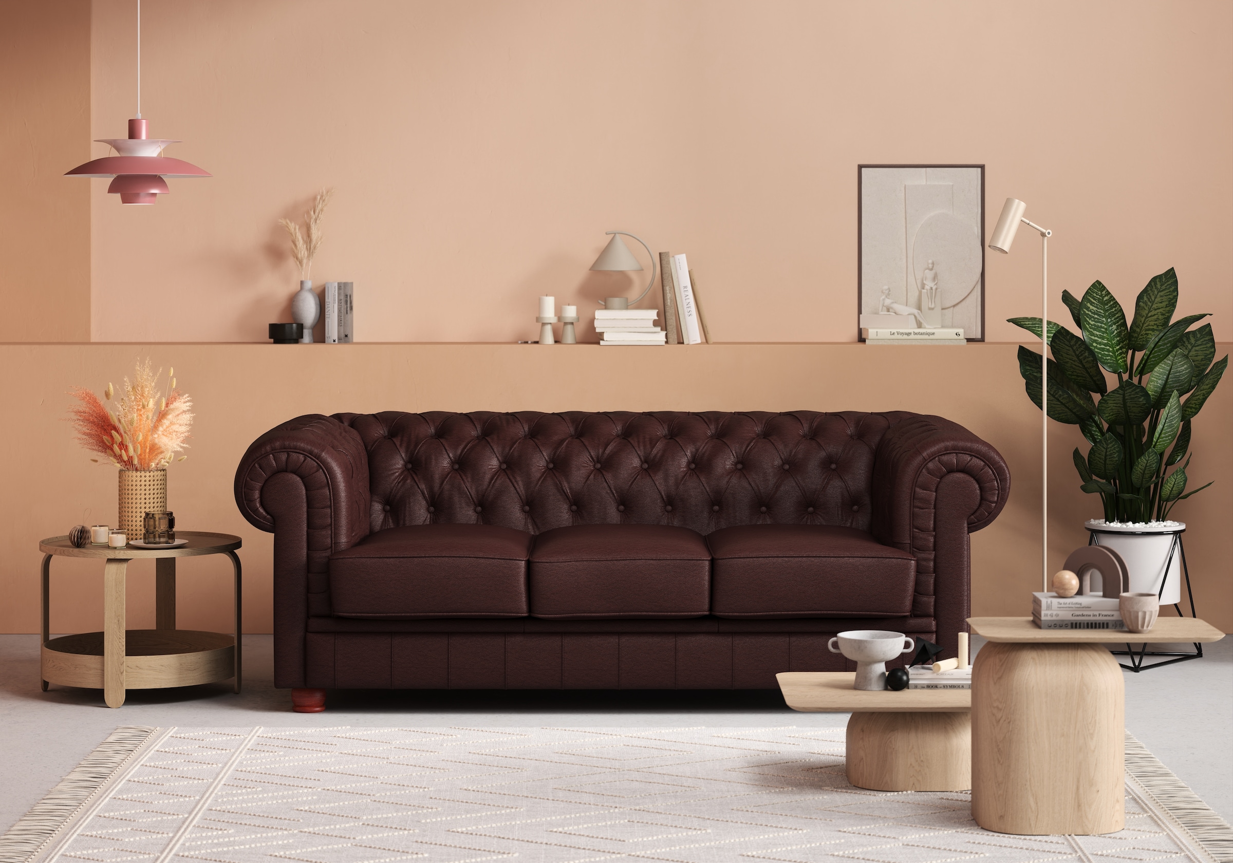 Max Winzer Chesterfield-Sofa "Kent edel und bequem, tolle Detailverarbeitung, komfortable Armlehnen", 3-Sitzer mit aufwe