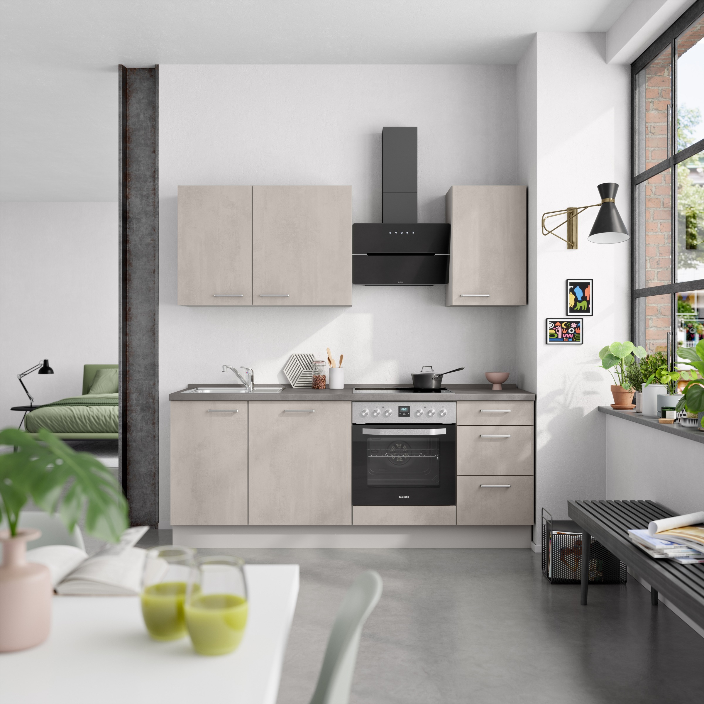 nobilia® Küchenzeile »"Riva II"«, vormontiert, Ausrichtung wählbar, Breite 210 cm, wahlw. mit E-Geräten