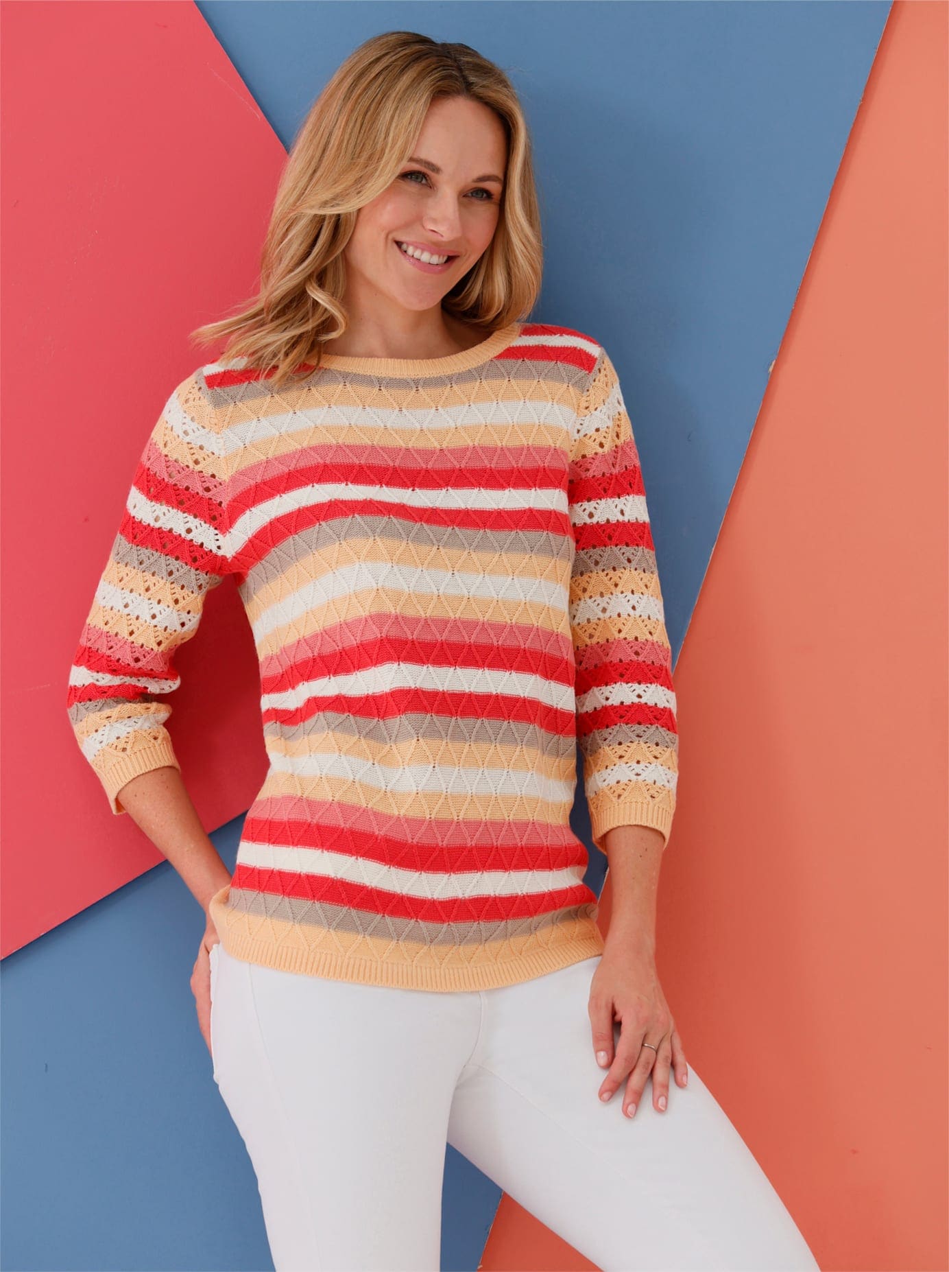 Classic Basics 3/4 Arm-Pullover "Ajour-Pullover" günstig online kaufen