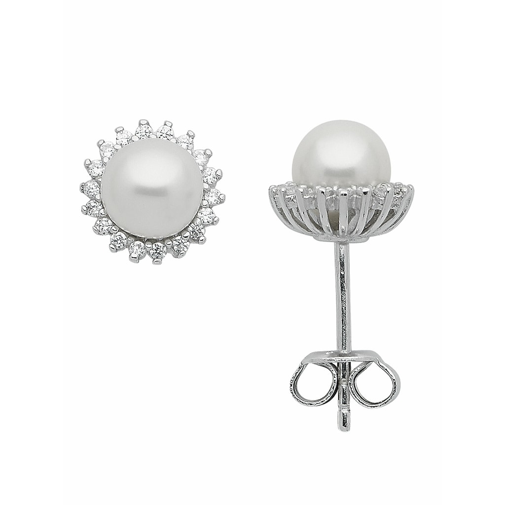 Adelia´s Paar Ohrhänger »925 Silber Ohrringe Ohrstecker mit Zirkonia Ø 8 7 mm« mit Zirkonia Silberschmuck für Damen
