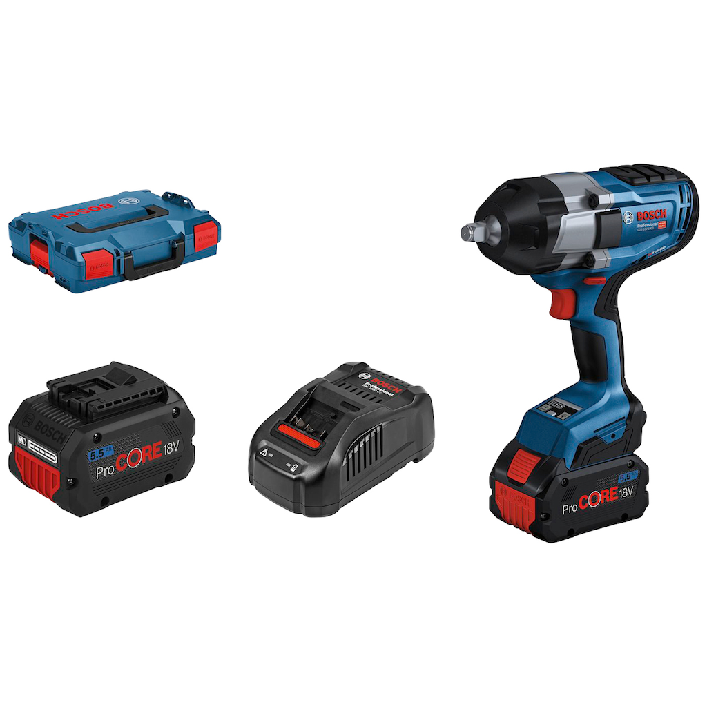 Bosch Professional Akku-Drehschlagschrauber »GDS 18V-1000 Professional«, (Set), mit L-BOXX, 2x18V/5,5 Ah Akku und Ladegerät