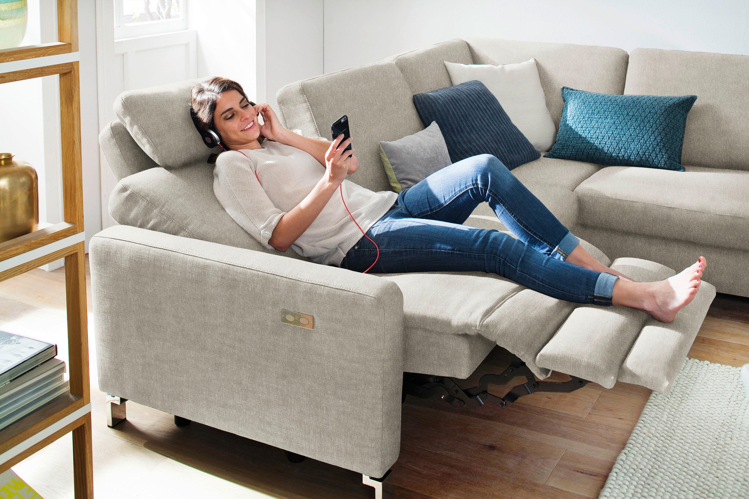 3C Candy Ecksofa »Mainau modern und elegant, mit gutem Sitzkomfort, L-Form«, wahlweise mit elektrischer Relaxfunktion, Federkern