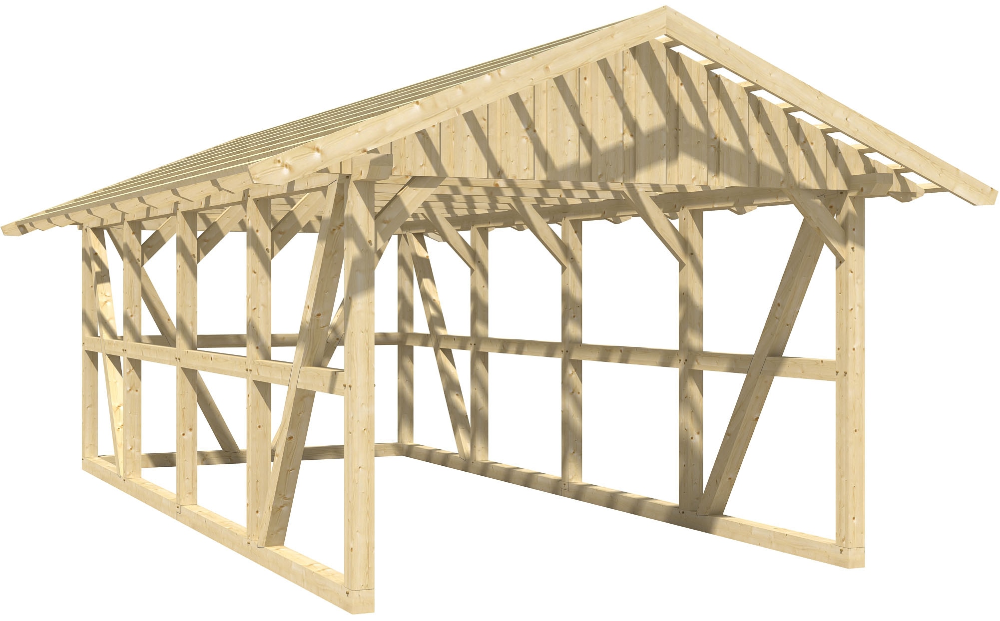 Skanholz Einzelcarport "Schwarzwald", KVH-Fichte, 300 cm, Eiche hell, mit Dachlattung