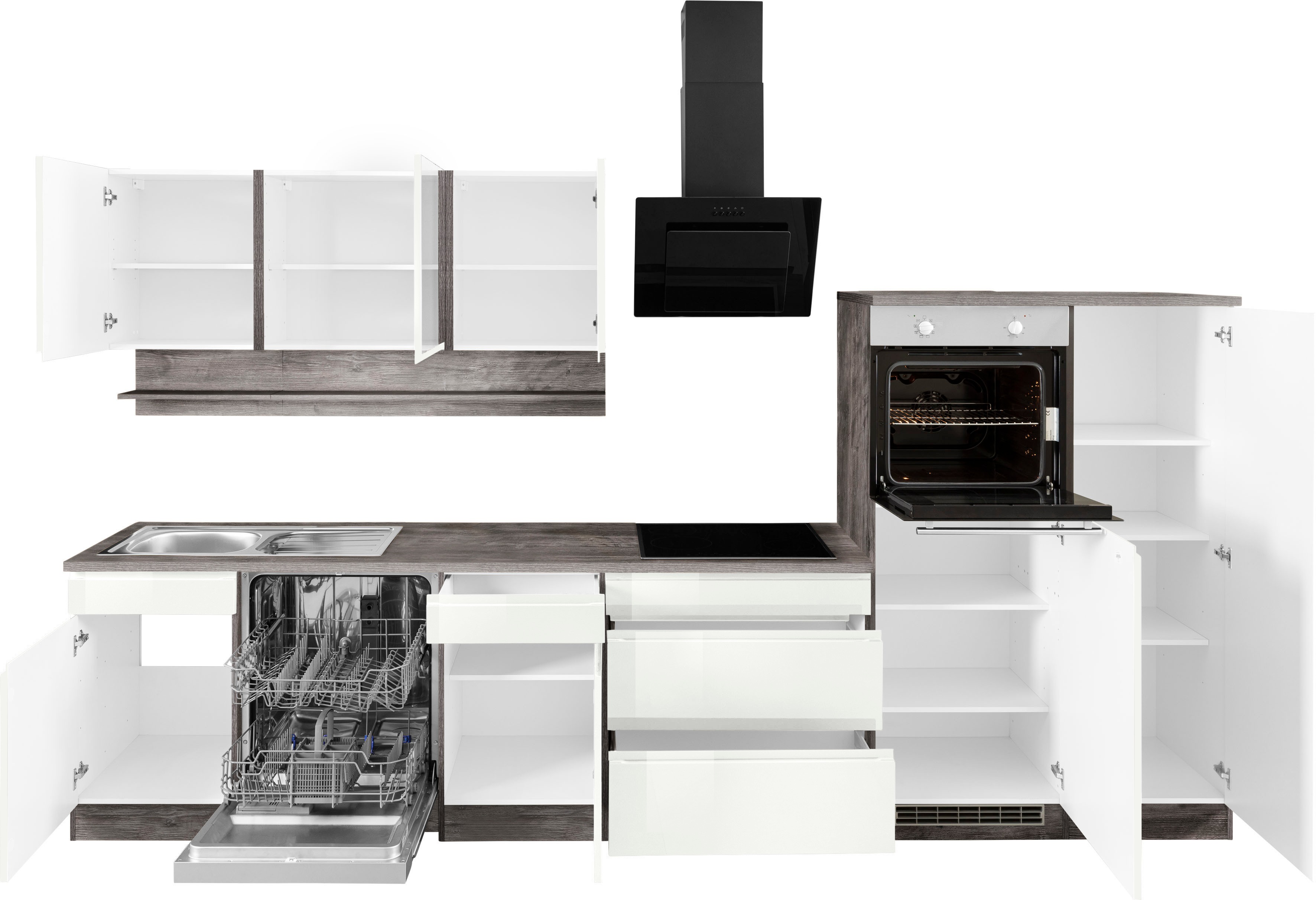 Thumbnail - KOCHSTATION Küchenzeile "KS-Virginia" Breite 350 cm, mit Glaskeramik-oder Induktionskochfeld