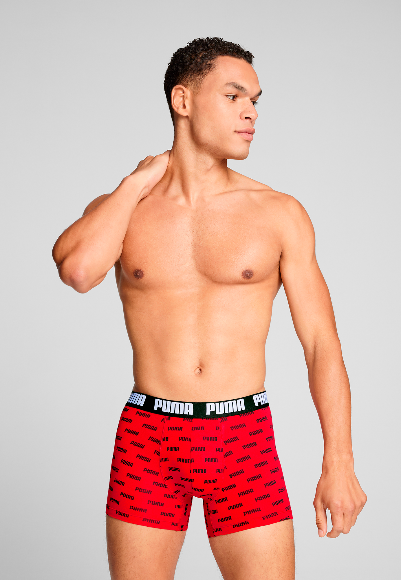 PUMA Boxershorts »PUMA MEN EVERYDAY LOGO PRINT BOXERS 2P«, (2er Pack), 1x uni und 1x allover Logodruck