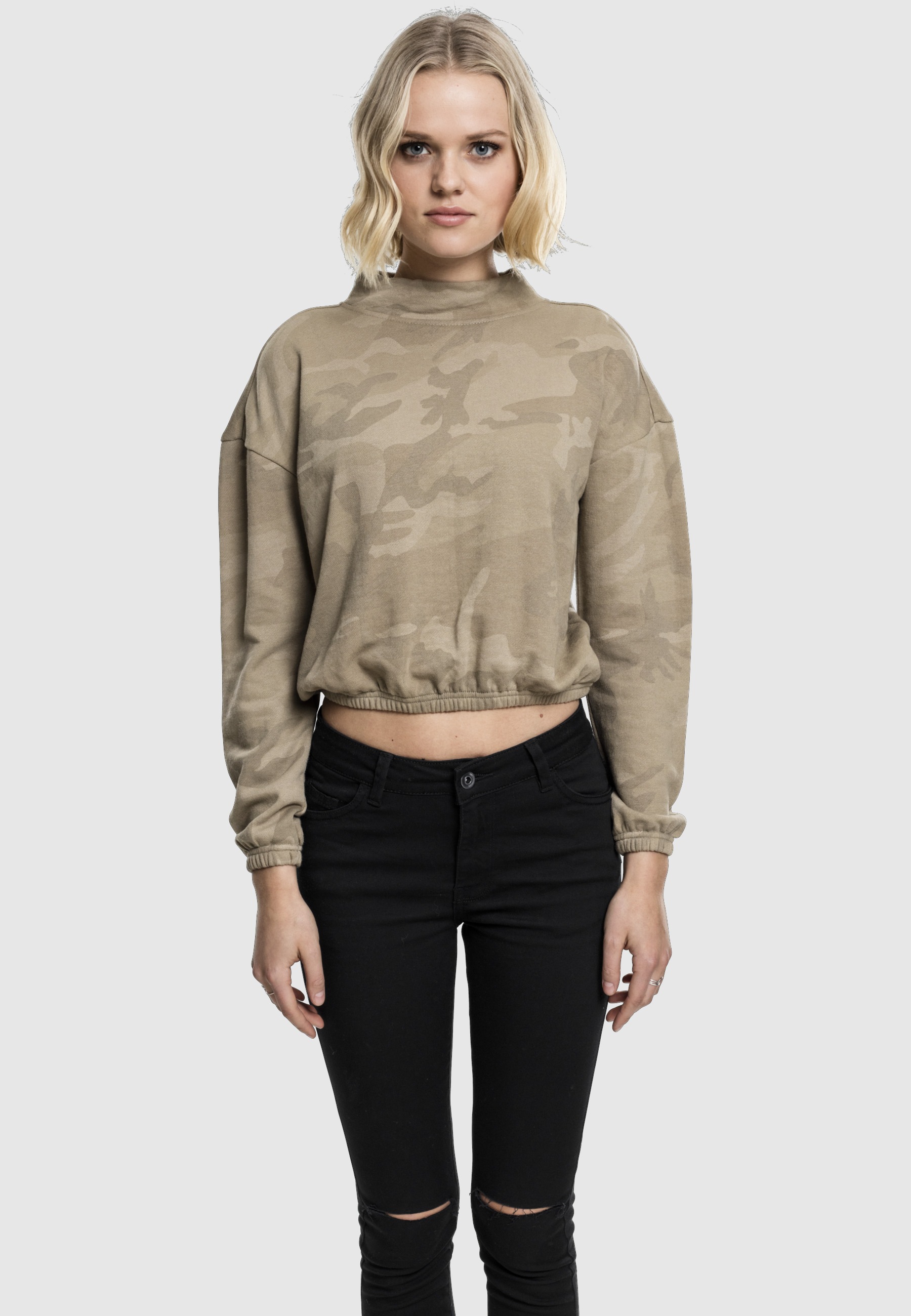 URBAN CLASSICS Sweatshirt »Urban Classics Damen Ladies Camo Turtleneck Crew«, 1 Stk.

