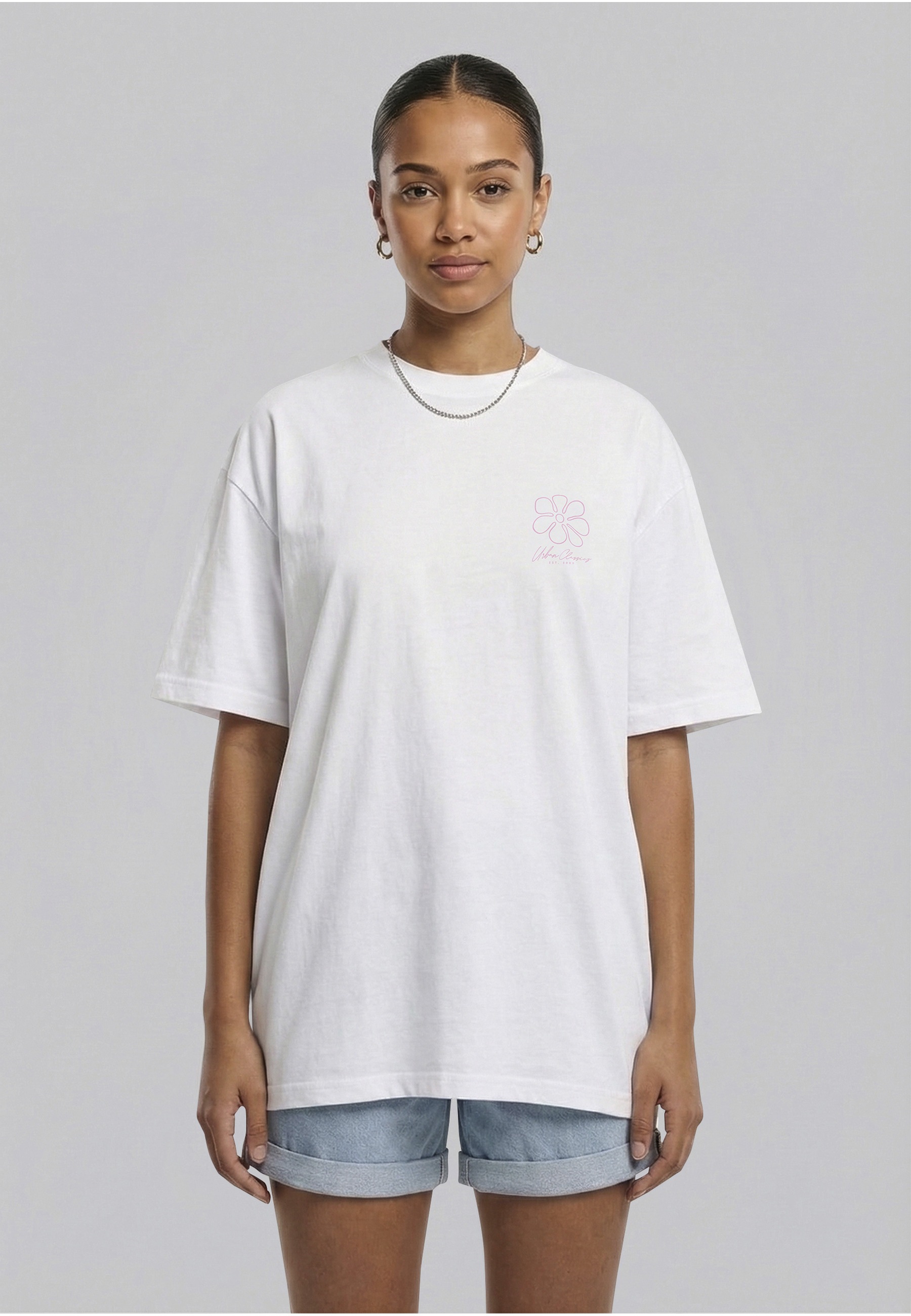 URBAN CLASSICS T-Shirt »Urban Classics Ladies Urban Classics Flower Logo Loose Tee« 1