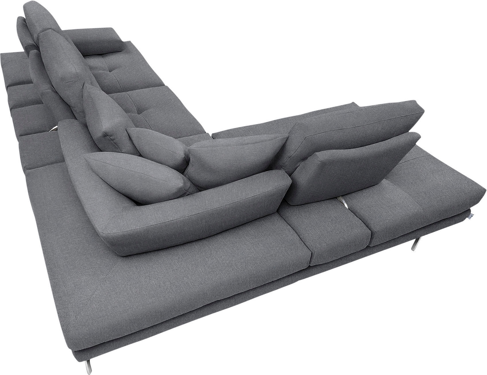 CALIA ITALIA Ecksofa »Toby Wing, L-Form, Designsofa mit sensationellem Sitzkomfort«, Sitztiefenverstell.,wahlw. mit Kissen-Set, Füße chrom glänzend