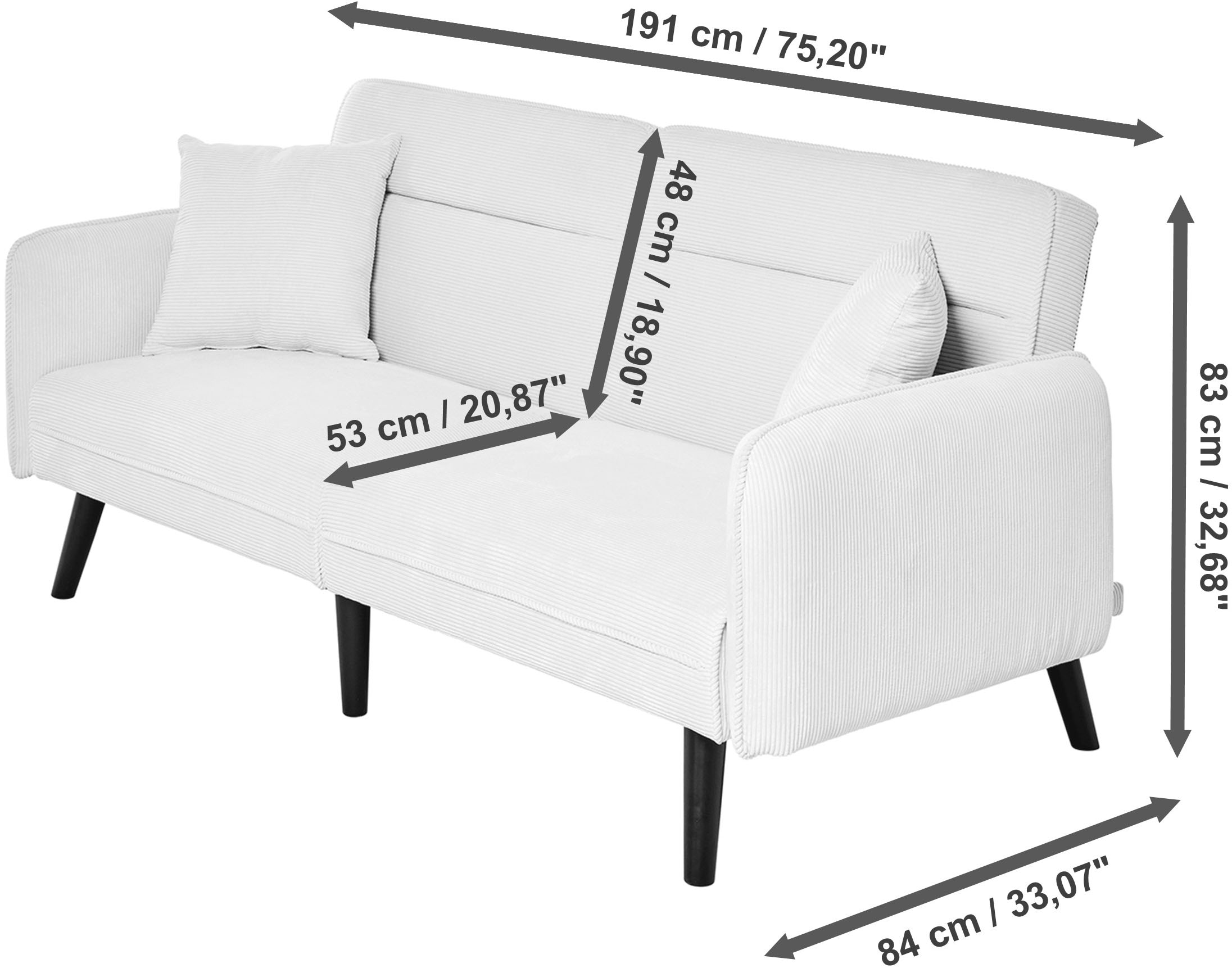 Jahnke Schlafsofa »CHILLAX LINE« mit Relax-und Schlaffunktion, inkl. Kissen, Breite 191 cm