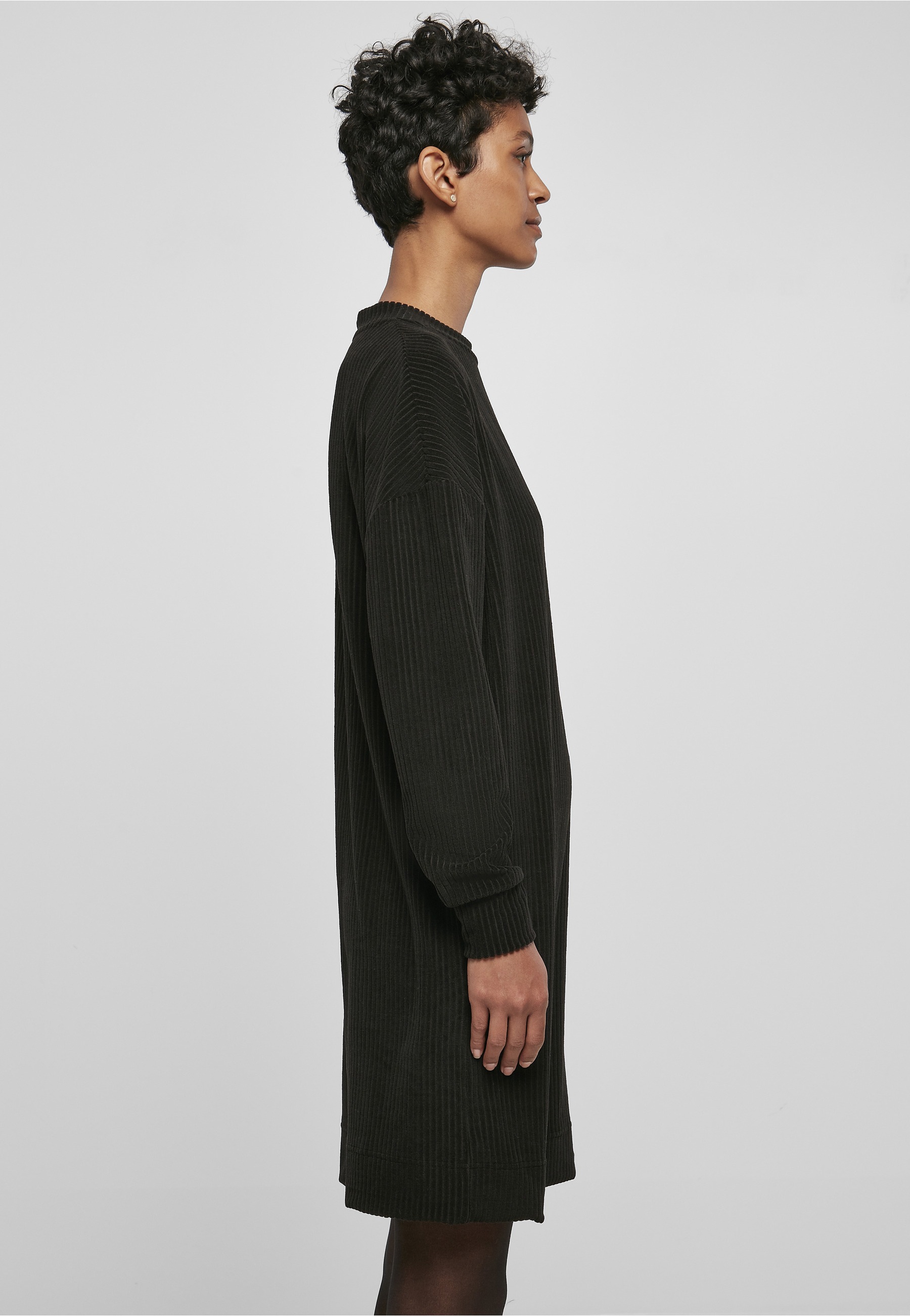 URBAN CLASSICS Shirtkleid »Urban Classics Damen Ladies Velvet Rib Crew Dress« 1 Stk. tlg.