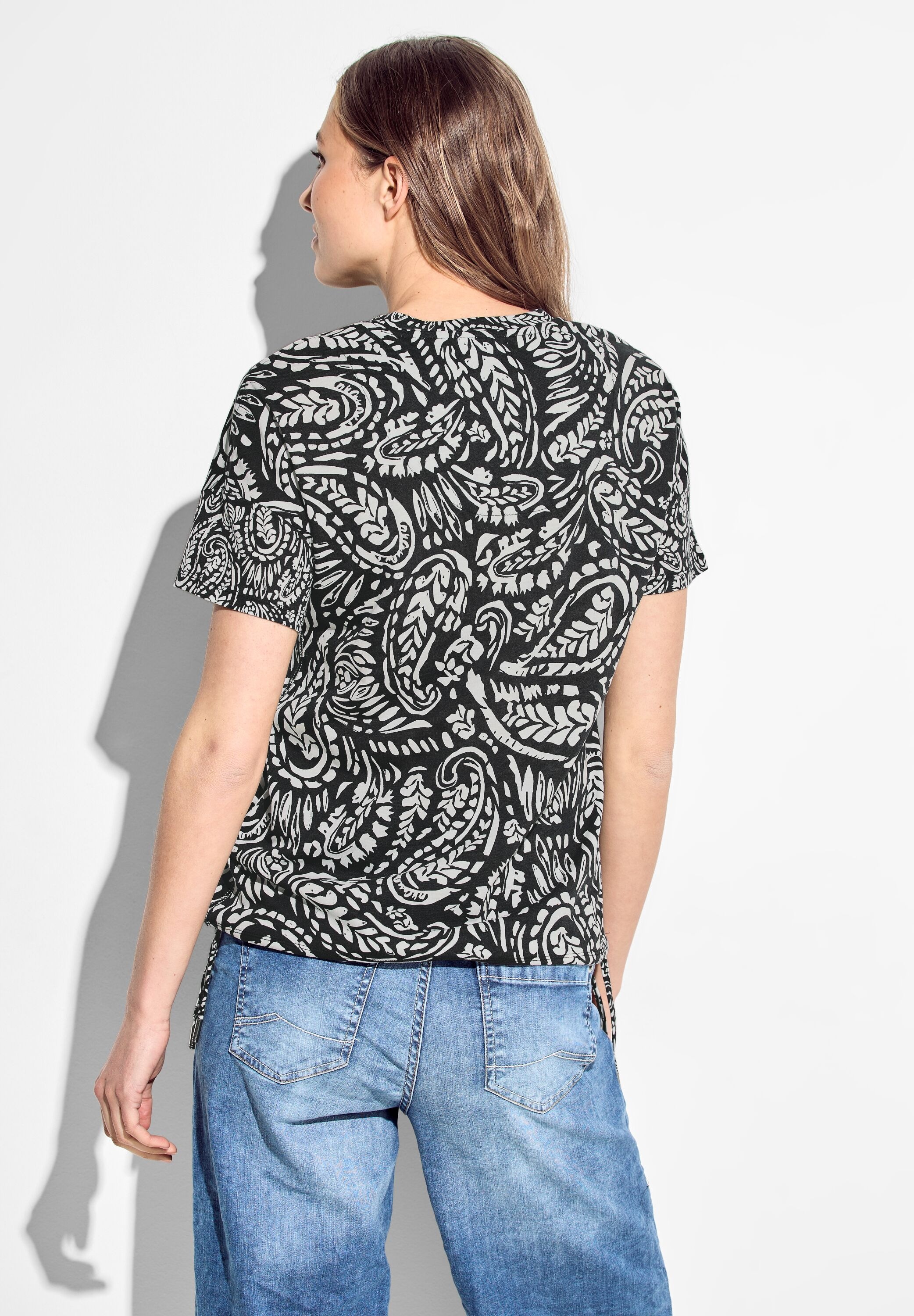 Cecil T-Shirt, mit Tunnelzugband mit Knotendetail am Saum