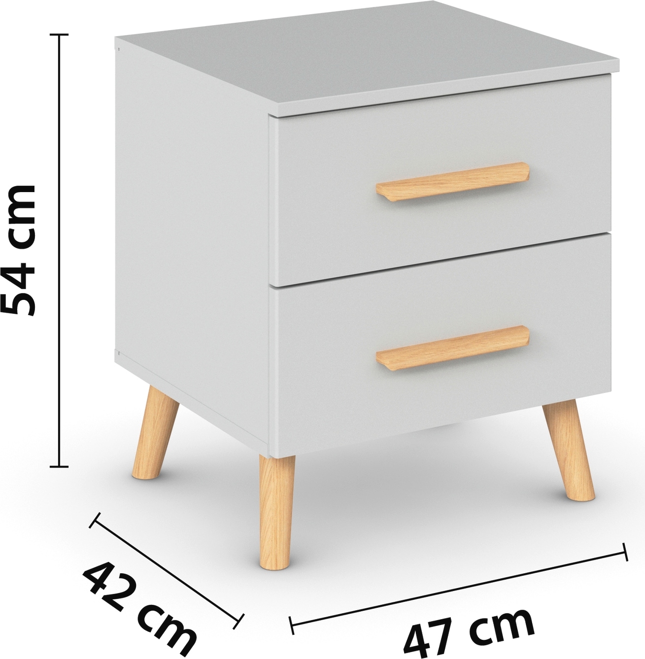 rauch Nachtkommode »Skandi by Aditio«, mit Massivholzgriffen, 2 Schubladen mit Softclose-Funktion