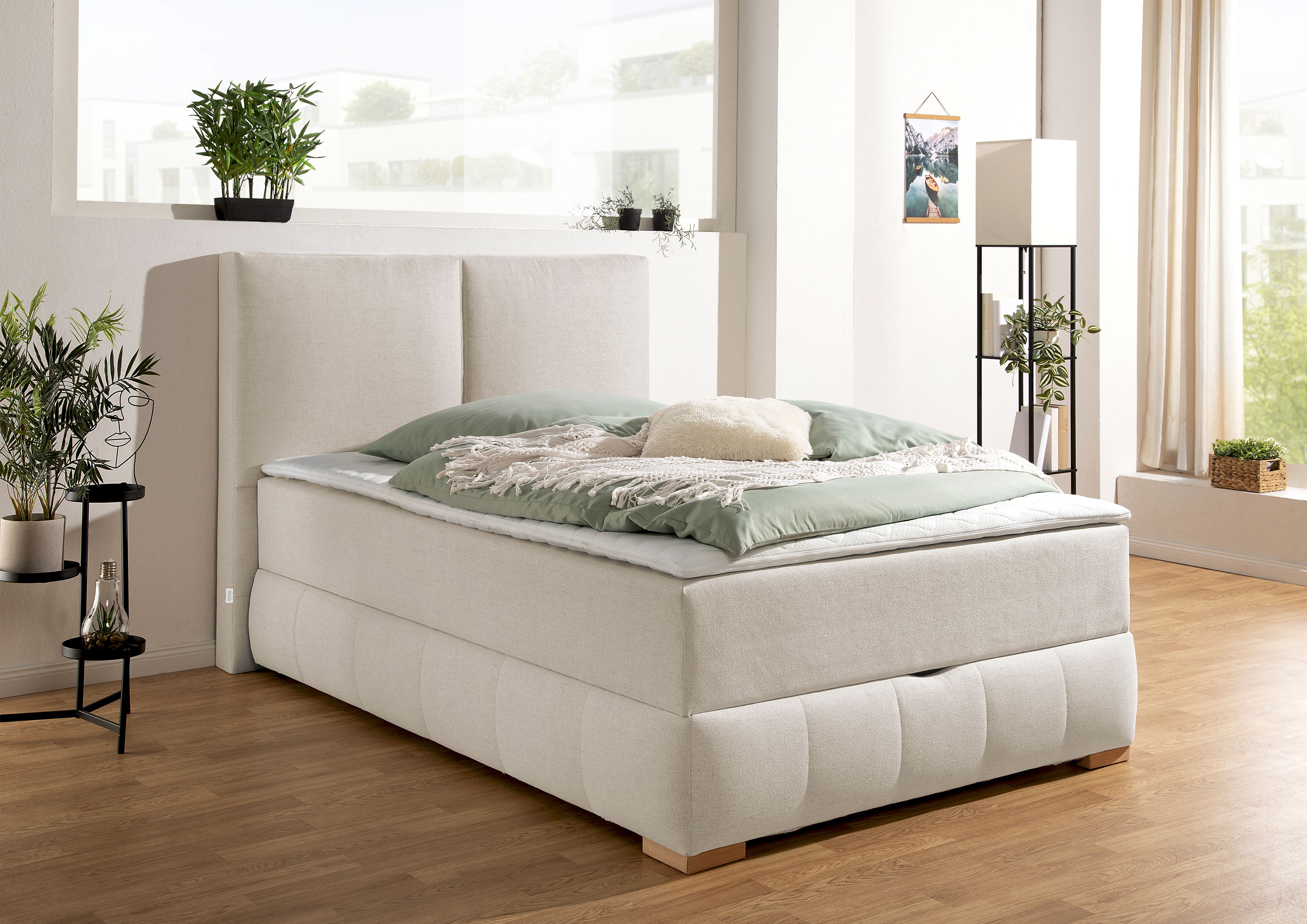 OTTO home Boxbett "Wehma mit Kopfteil inkl. Bettkasten" in H2, H3 & H4 wählbar, inklusive Topper