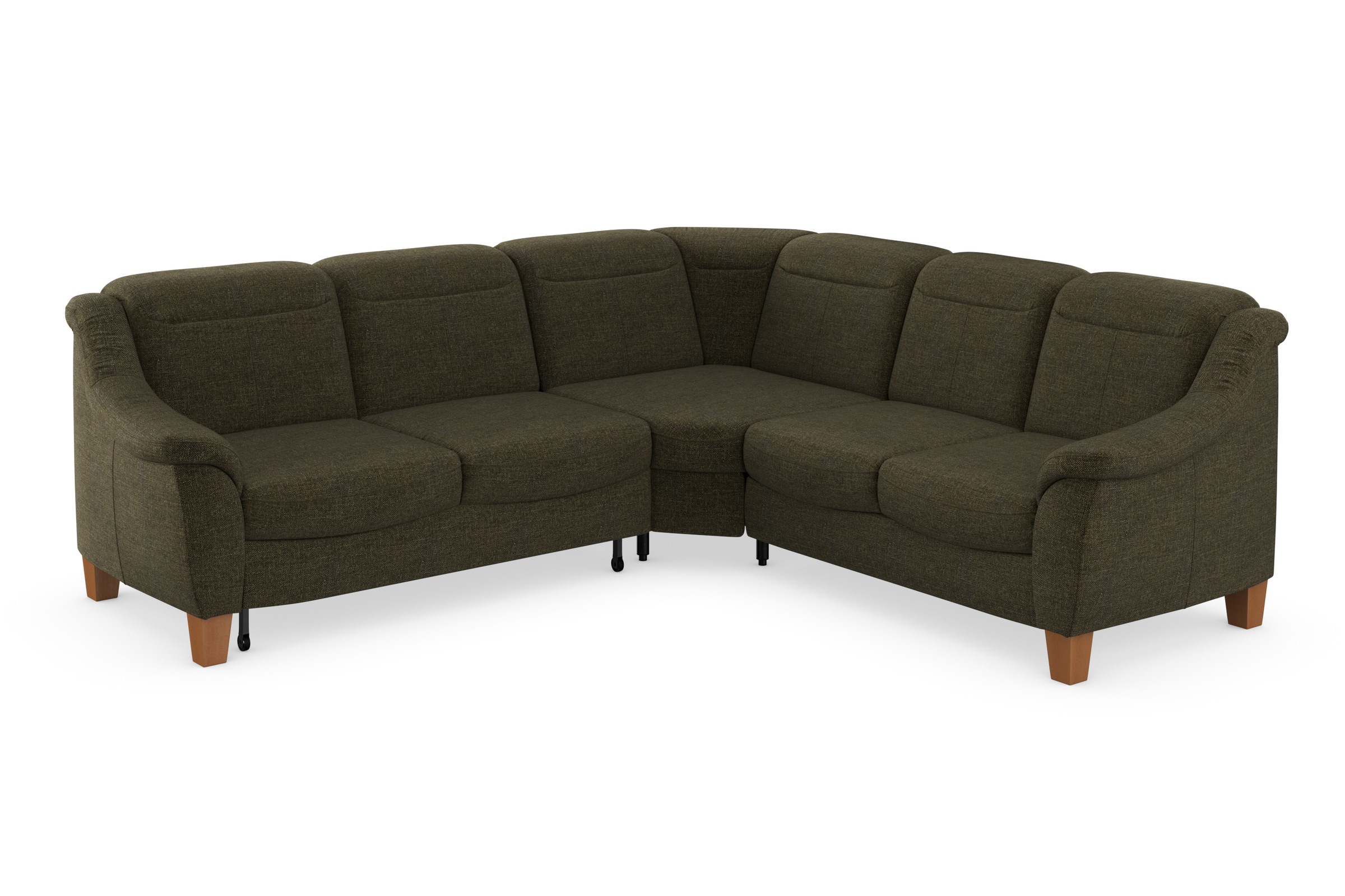 Ecksofa HOME AFFAIRE "Caldera L-Form", grün (khaki), B:270cm T:250cm, 100% Polyester, Sofas, Ecksofa, Federkern, wahlweise mit Kopfteilverstellung, Bettfunktion, Bettkasten 8