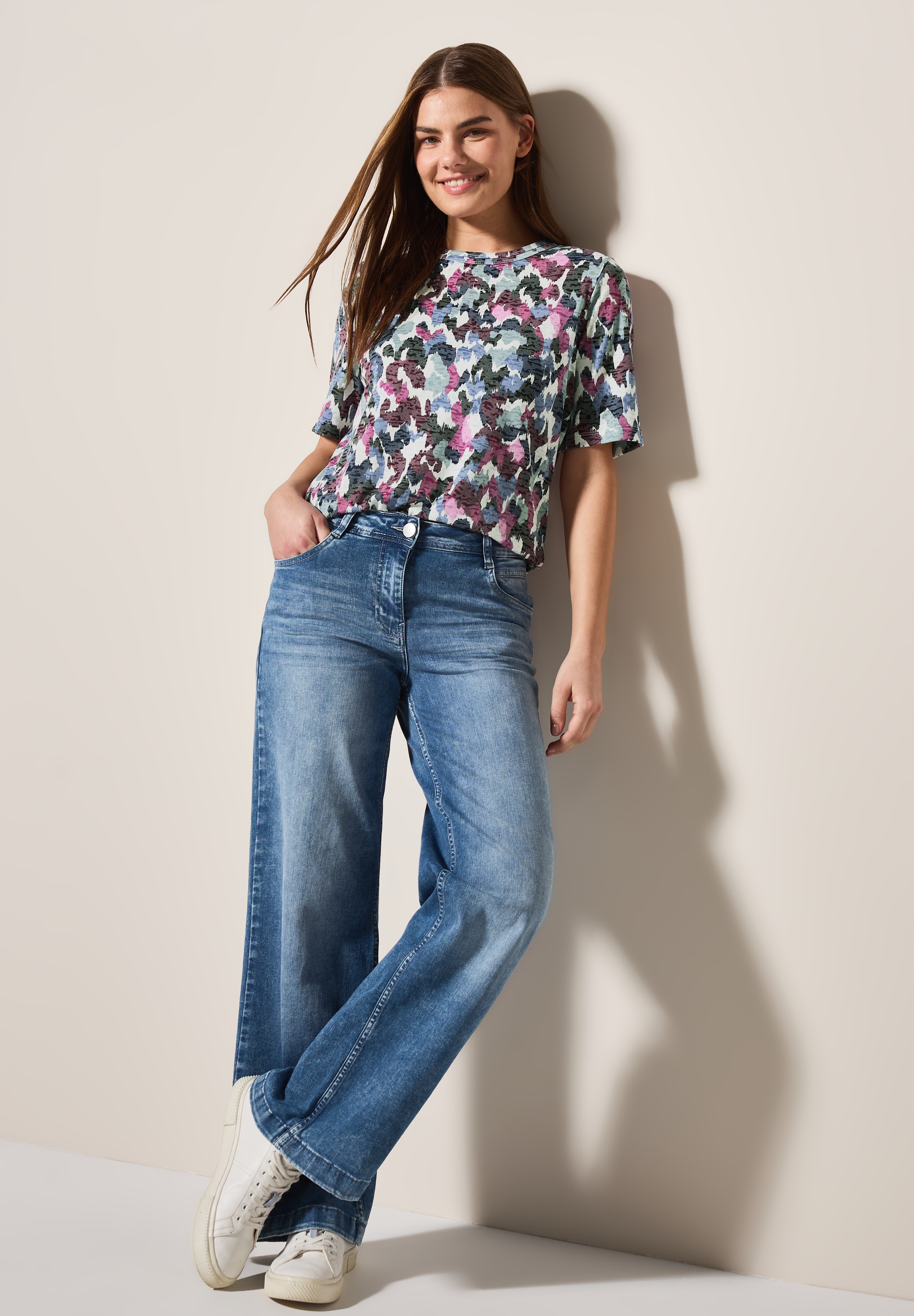 Cecil T-Shirt, mit Burn-Out-Muster