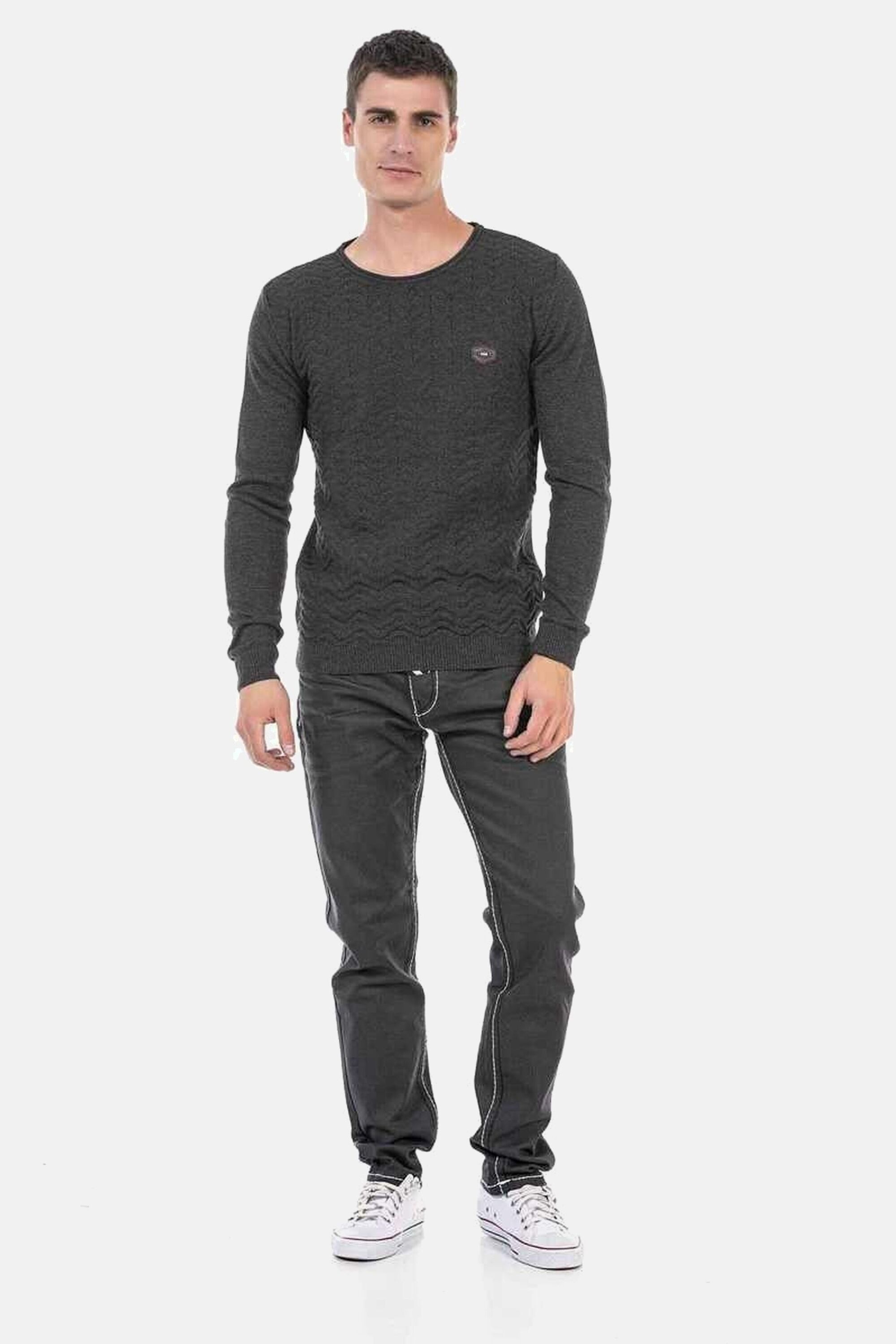 Cipo & Baxx Rundhalspullover »Pullover«, mit Zopfmuster, CP240