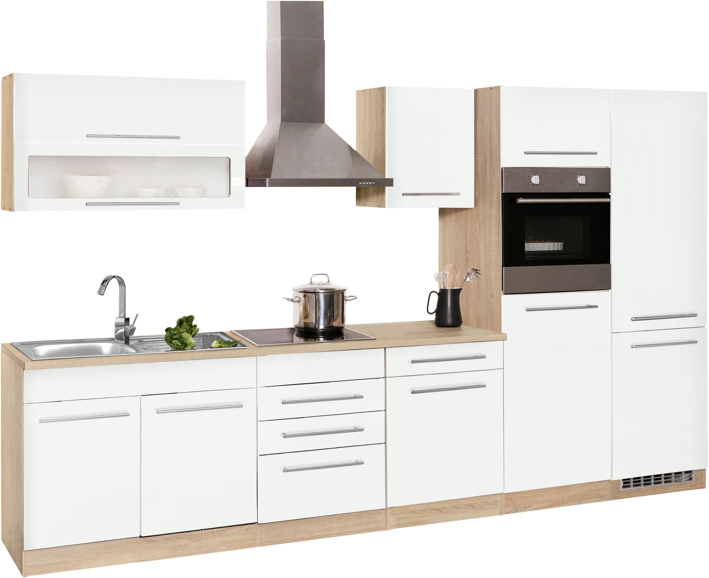 KOCHSTATION Küchenzeile »KS-Eton« mit E-Geräten, Breite 330 cm