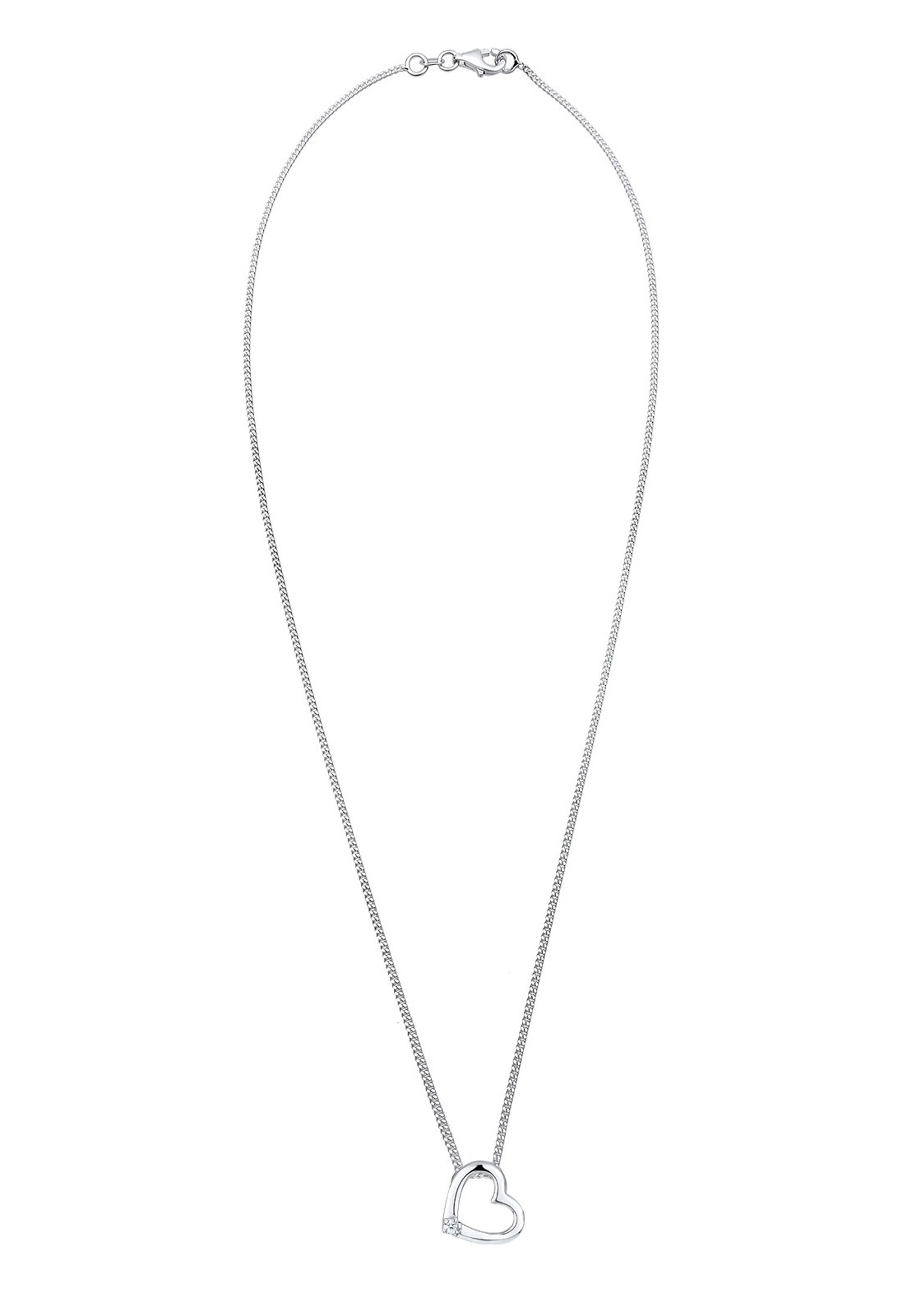 Elli DIAMONDS Collierkettchen »Herz Diamant Weiß Brillantschliff (0.015 ct) 925 Sterling Silber«