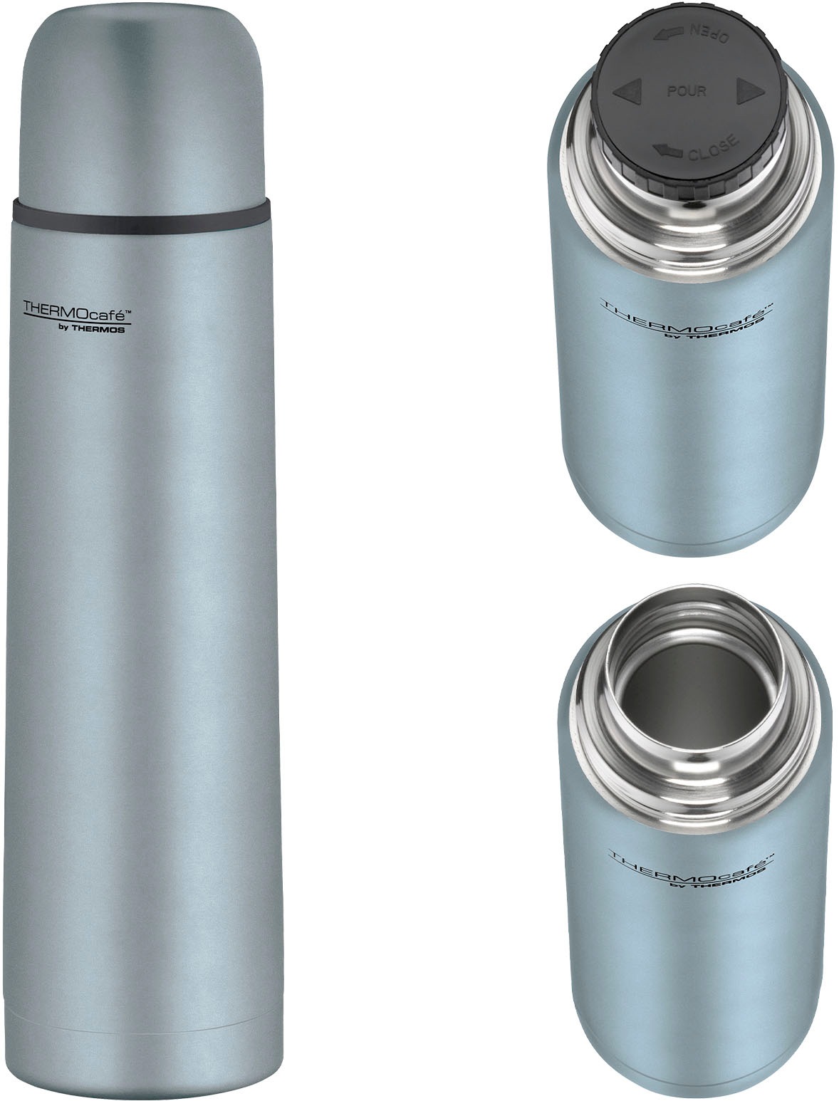 THERMOcafé Isolierflasche »TC EVERYDAY, Edelstahlkörper, spülmaschinenfest«, (1 tlg.), mit Twist & Pour Lid und Trinkbecher (nicht isoliert)
