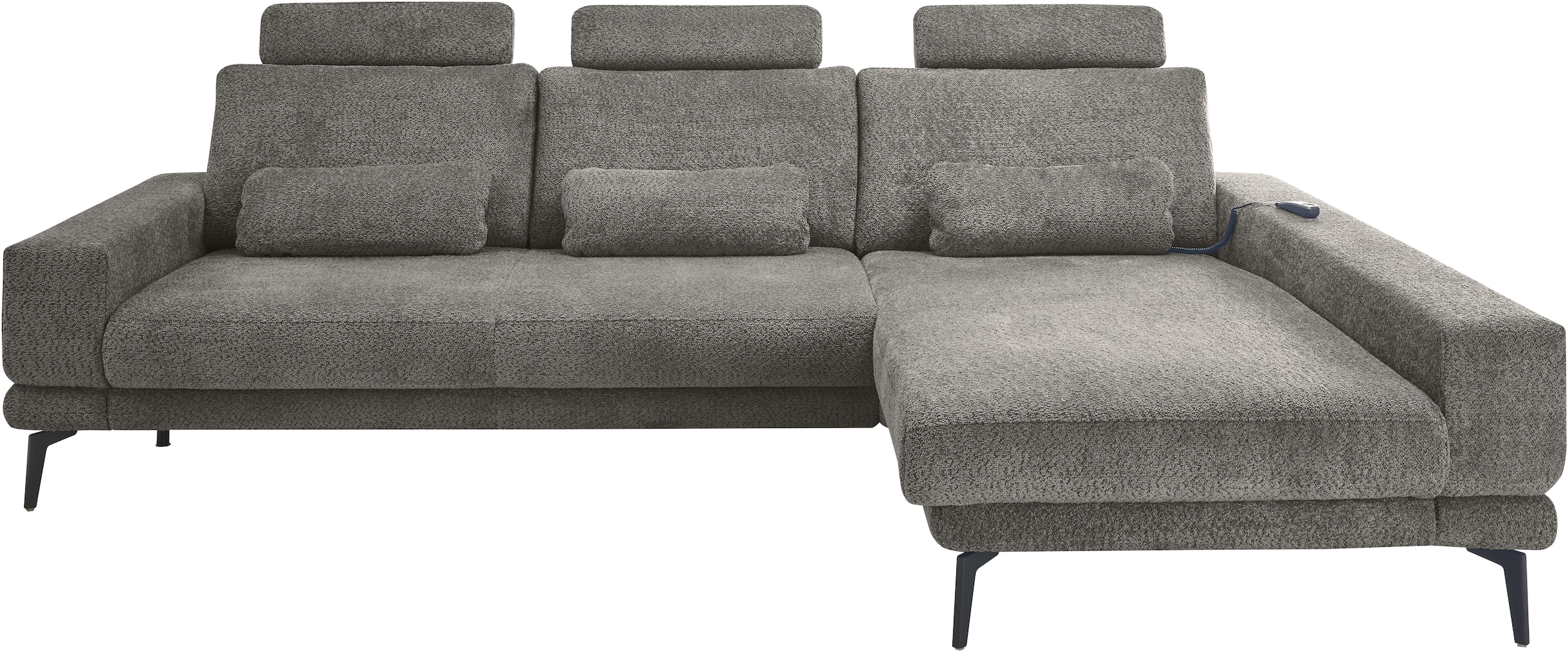 Ecksofa "SO 3600, inkl motor. Sitztiefenverstellung, Kopfstützen, Nierenkissen", grau (kama anthrazit), B:293cm H:83cm T:180cm, 100% Polyester, SET ONE BY MUSTERRING, Sofas, Ecksofa, Sitzhöhe 42 cm, Kaltschaum, Breite 293 x Tiefe 180 cm, Kama anthrazit