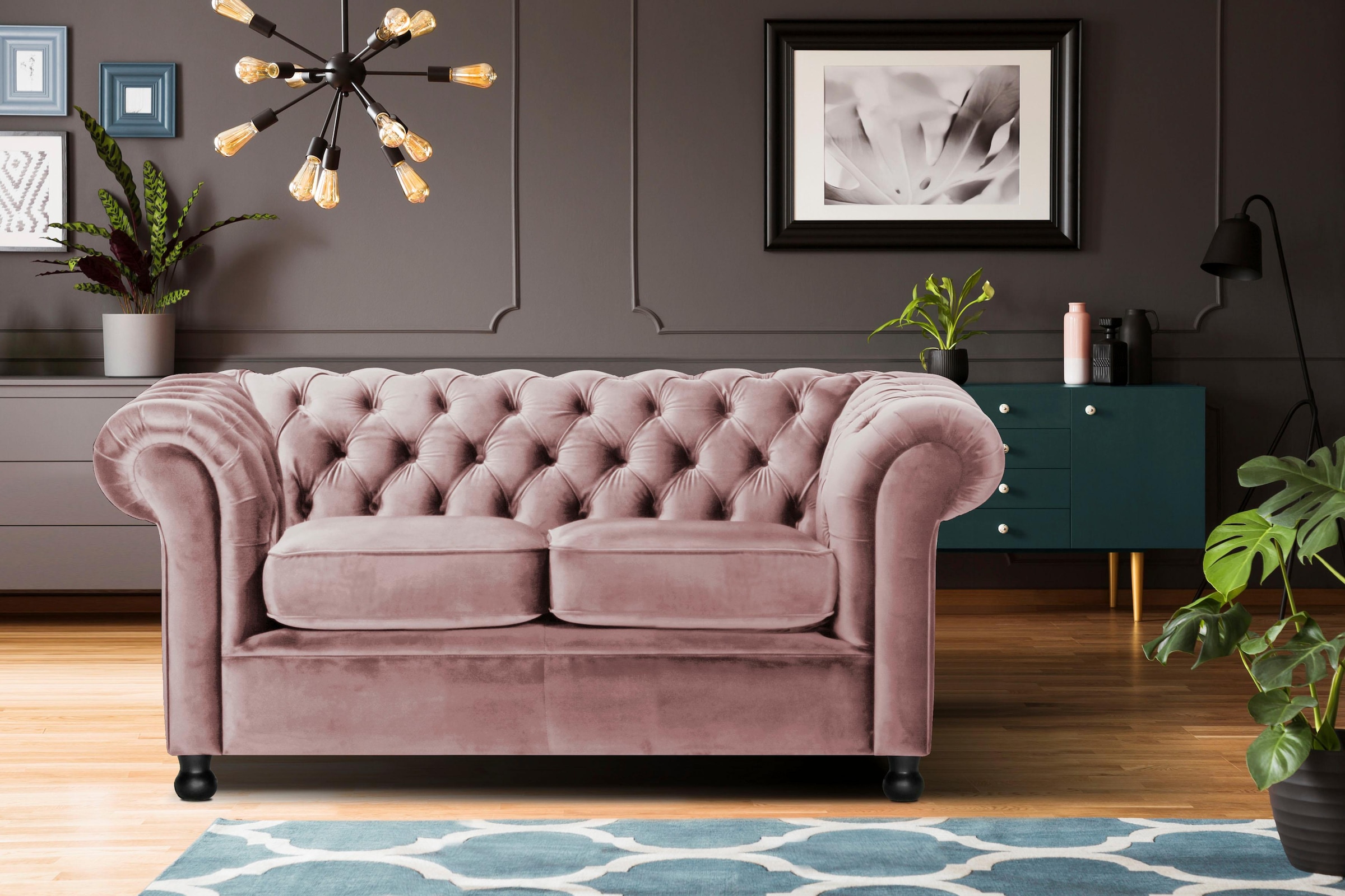 Home affaire Chesterfield-Sofa »Chesterfield Home 2-Sitzer«, mit edler Knopfheftung und typischen Armlehnen