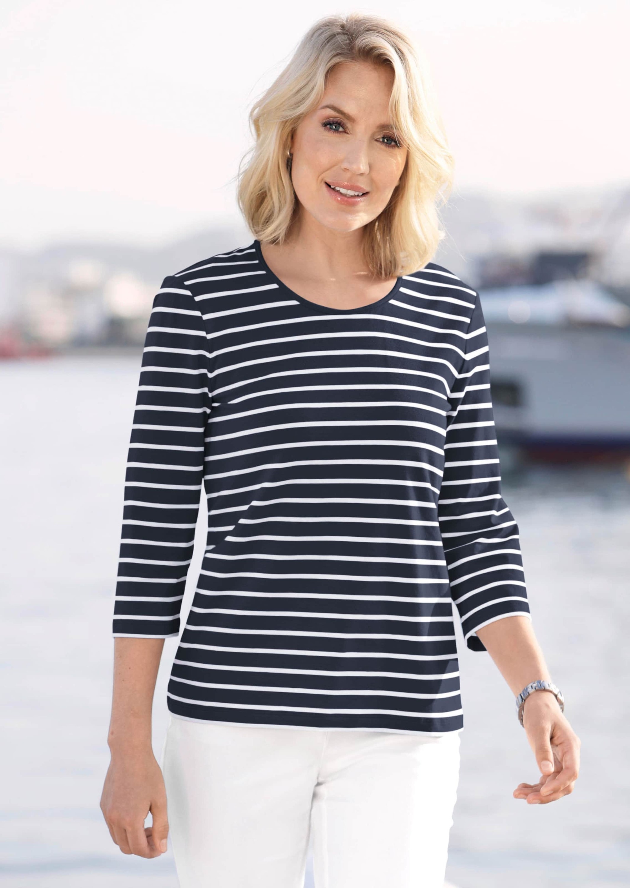 GOLDNER 3/4-Arm-Shirt »Buntgewirktes Ringelshirt«