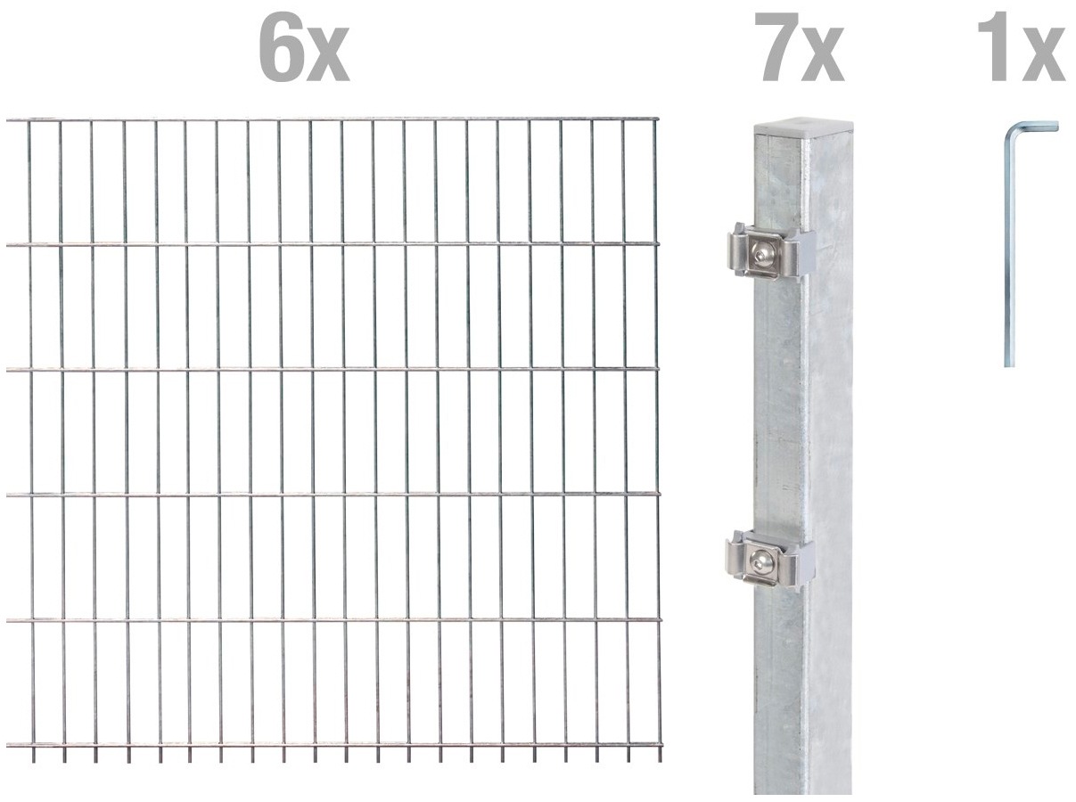 Alberts Doppelstabmattenzaun "Grundset", Höhe: 80-160 cm, Gesamtlänge: 4-30 m, zum Einbetonieren