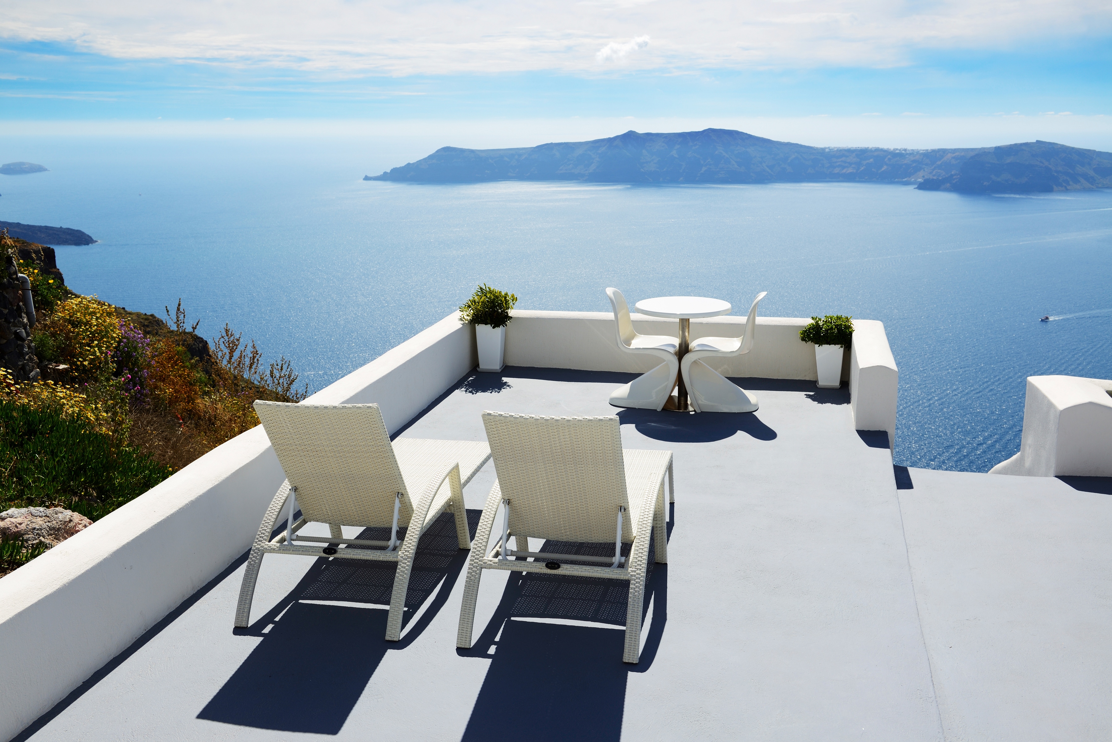 Papermoon Fototapete "Sea View Terrace in Santorini" glatt
