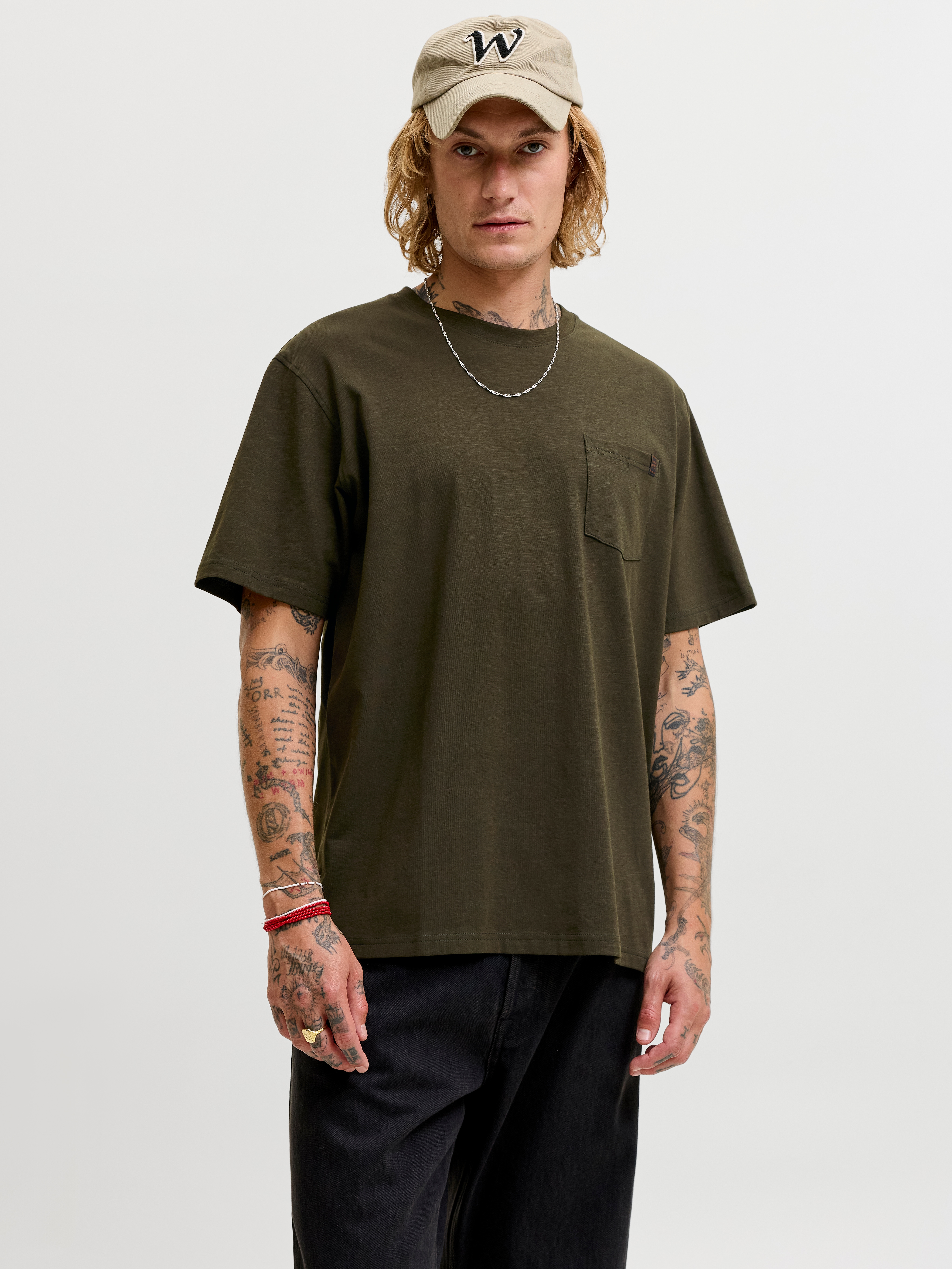 Jack & Jones Kurzarmshirt "Jjedover Slub Tee Ss Noos" Baumwollmischung, Relaxed Fit