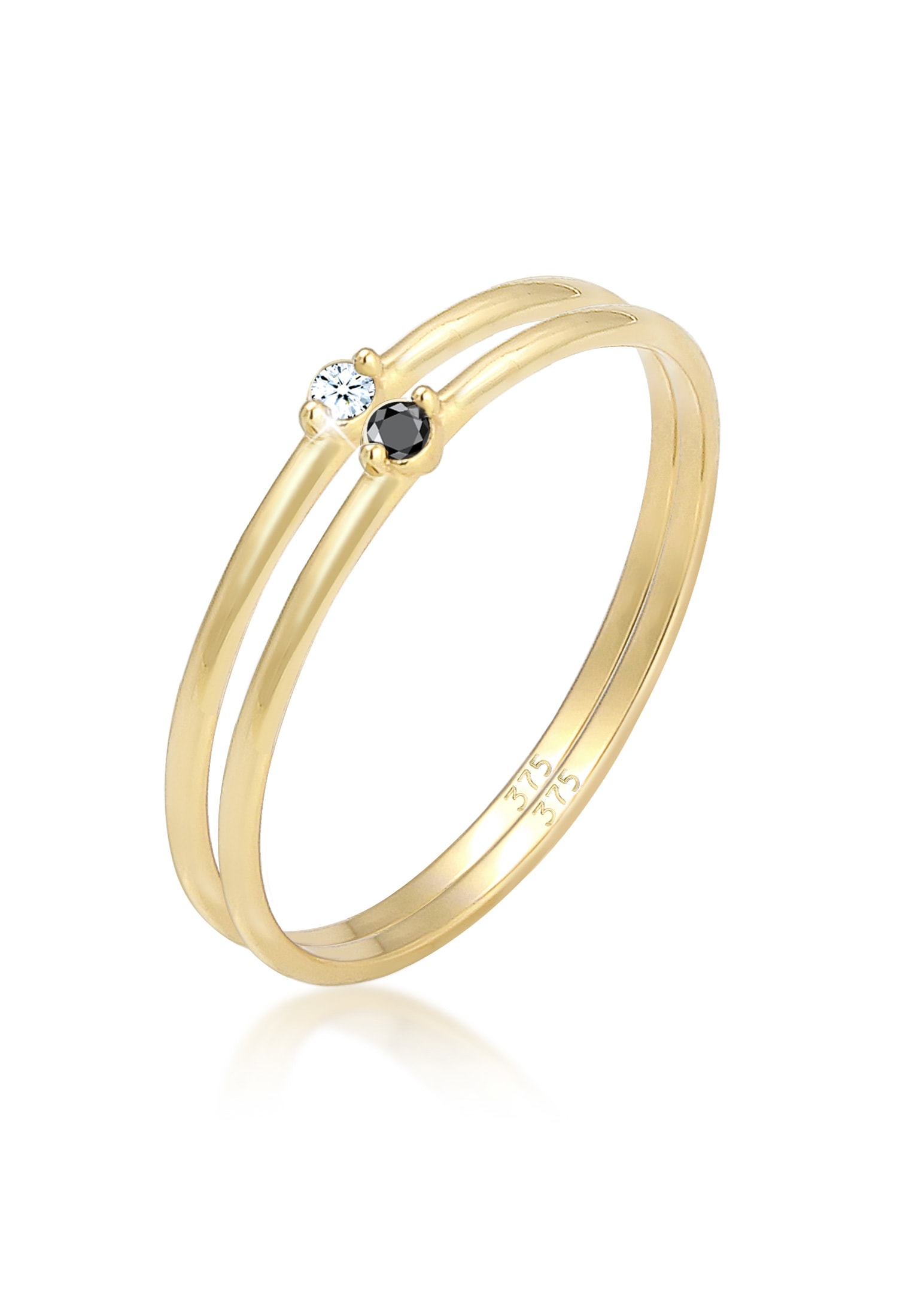 Elli DIAMONDS Verlobungsring »Solitär Schwarz Weiss Diamant (0.03 ct.) Gelbgold«