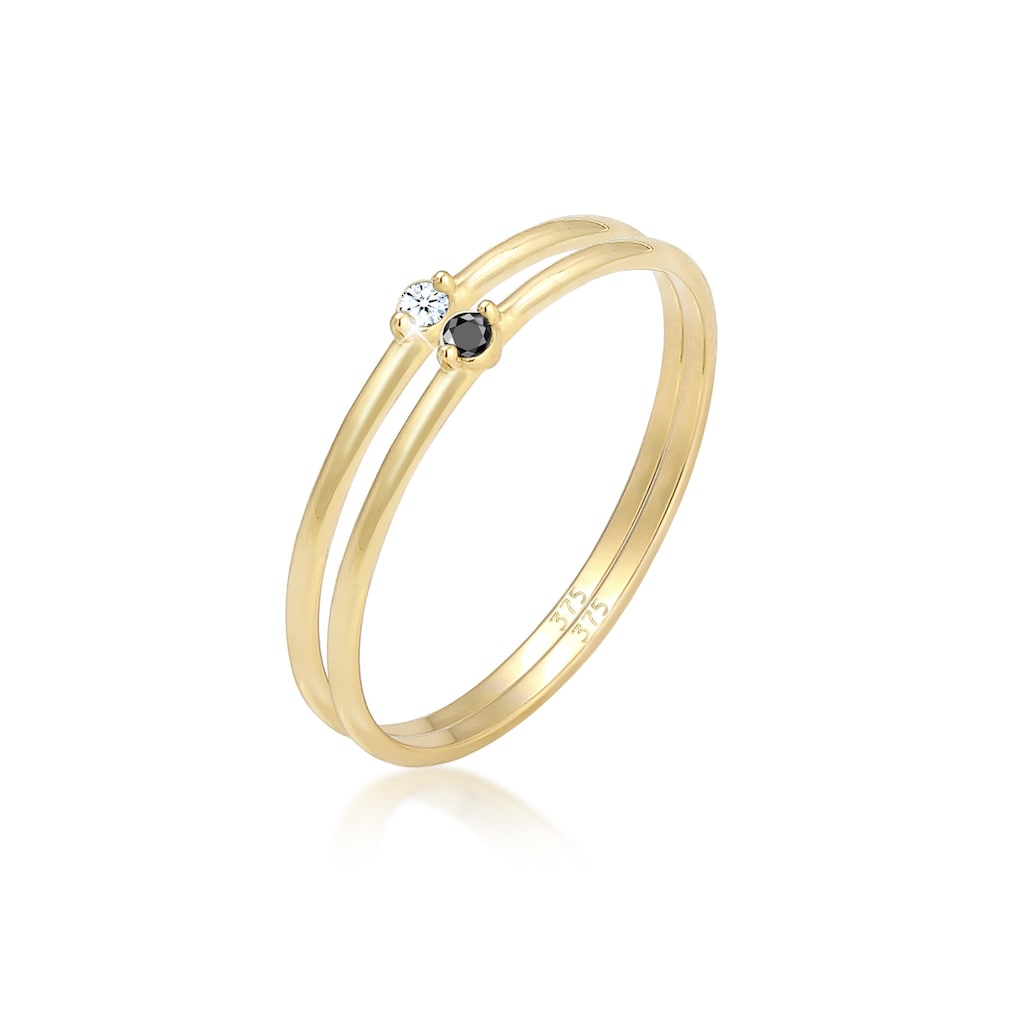 Elli DIAMONDS Verlobungsring »Solitär Schwarz Weiss Diamant (0.03 ct.) Gelbgold«