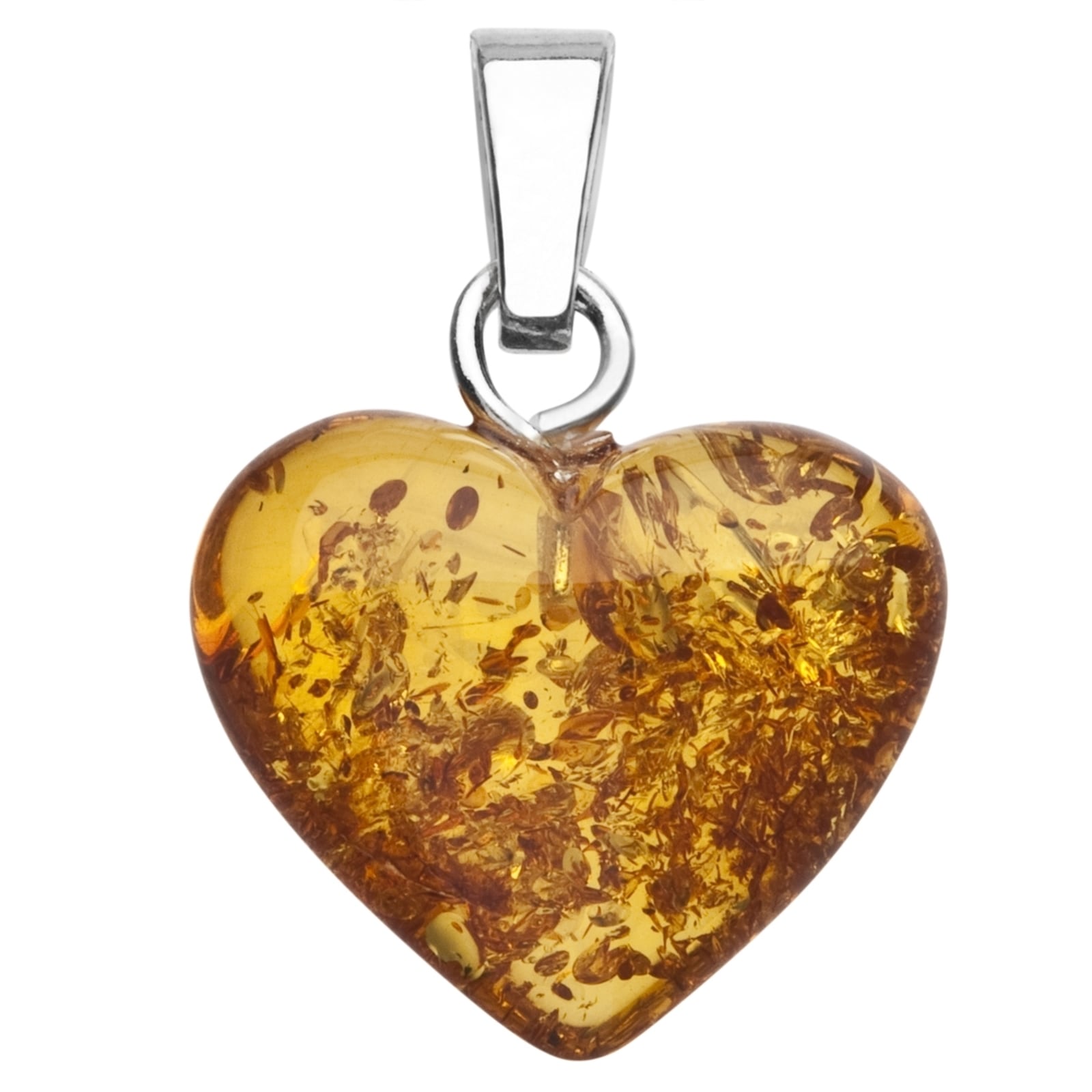 "Kettenanhänger OSTSEE-SCHMUCK ""Ostsee-Schmuck Anhänger Herz 16 mm Silber 925/000"", weiß, Schmuckanhänger, Damen, 25 x 16mm, Bernstein, 1,2 g