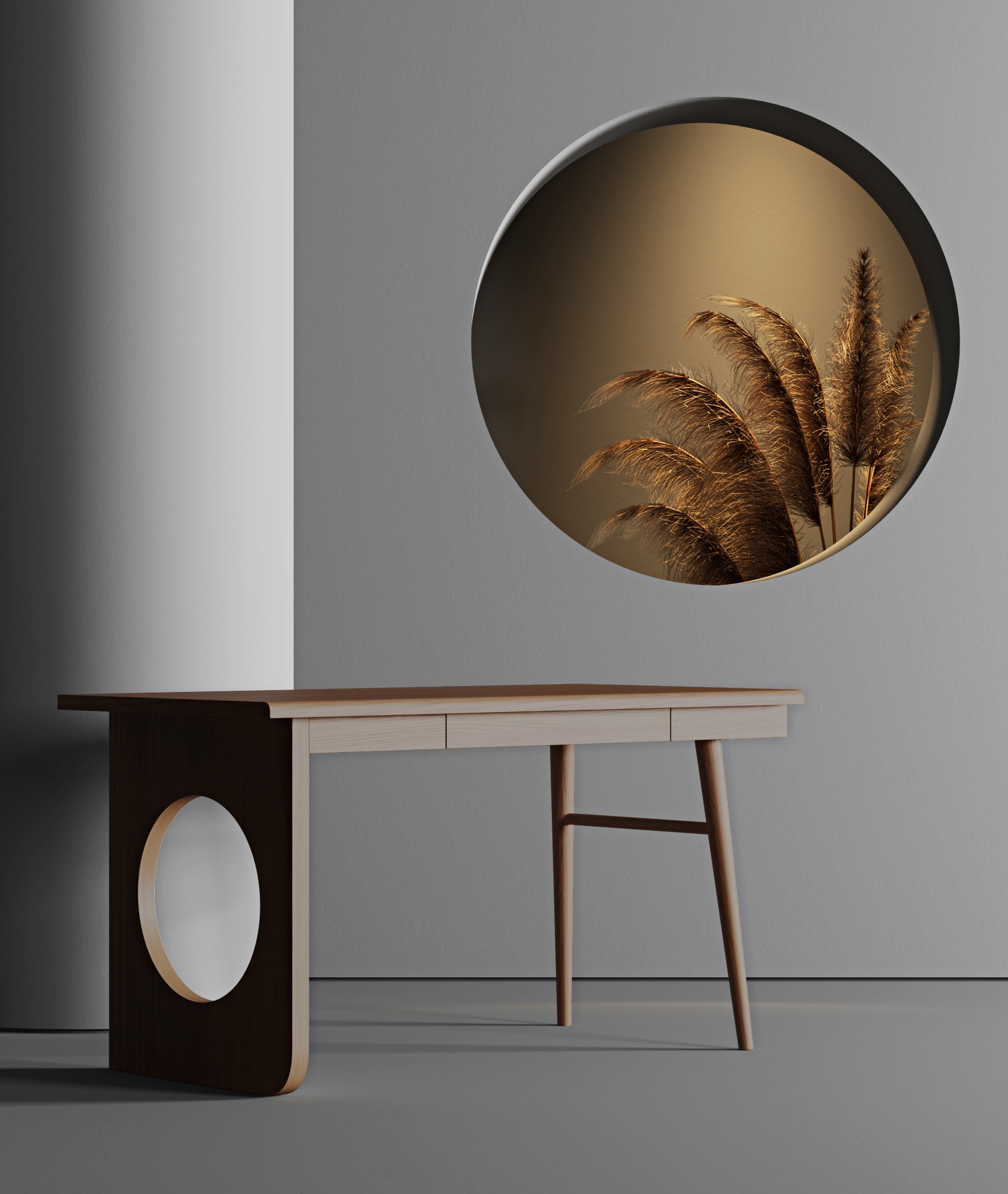 Woodman Schreibtisch "Bau", edles Holzfurnier aus Nussbaum, Breite 140 cm, günstig online kaufen