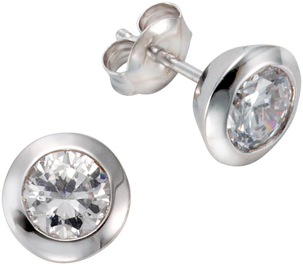 FIRETTI Damen Paar Ohrstecker "Schmuck Geschenk, Ohrringe Solitär, Silber 925", 8,5mm, Silber 925 (Sterlingsilber), silber, Silber 925